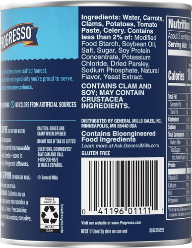 Progresso Traditional Manhattan Clam Chowder Canned Soup - Gluten Free, 19 oz (Pack of 12) | Comfort Food for Cold Days, Quick Lunch & Emergency Pantry Stock