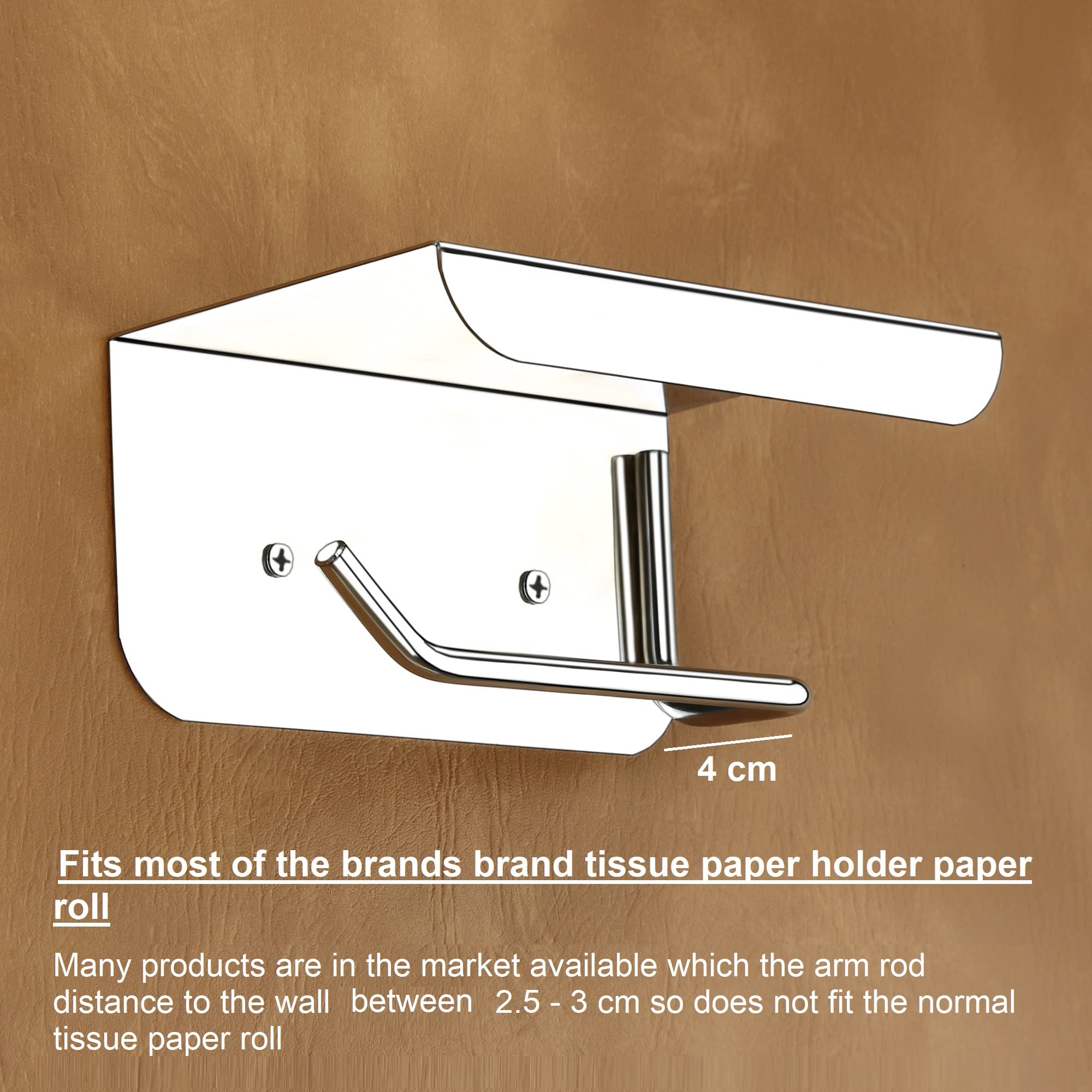 SmartSlide Stainless Steel Toilet Paper Holder with Phone Stand - Wall Mounted Bathroom Tissue Roll Holder with Shelf - Nickel Chrome Bathroom Accessories for Modern Homes (Perfect for Small Bathrooms & Powder Rooms)