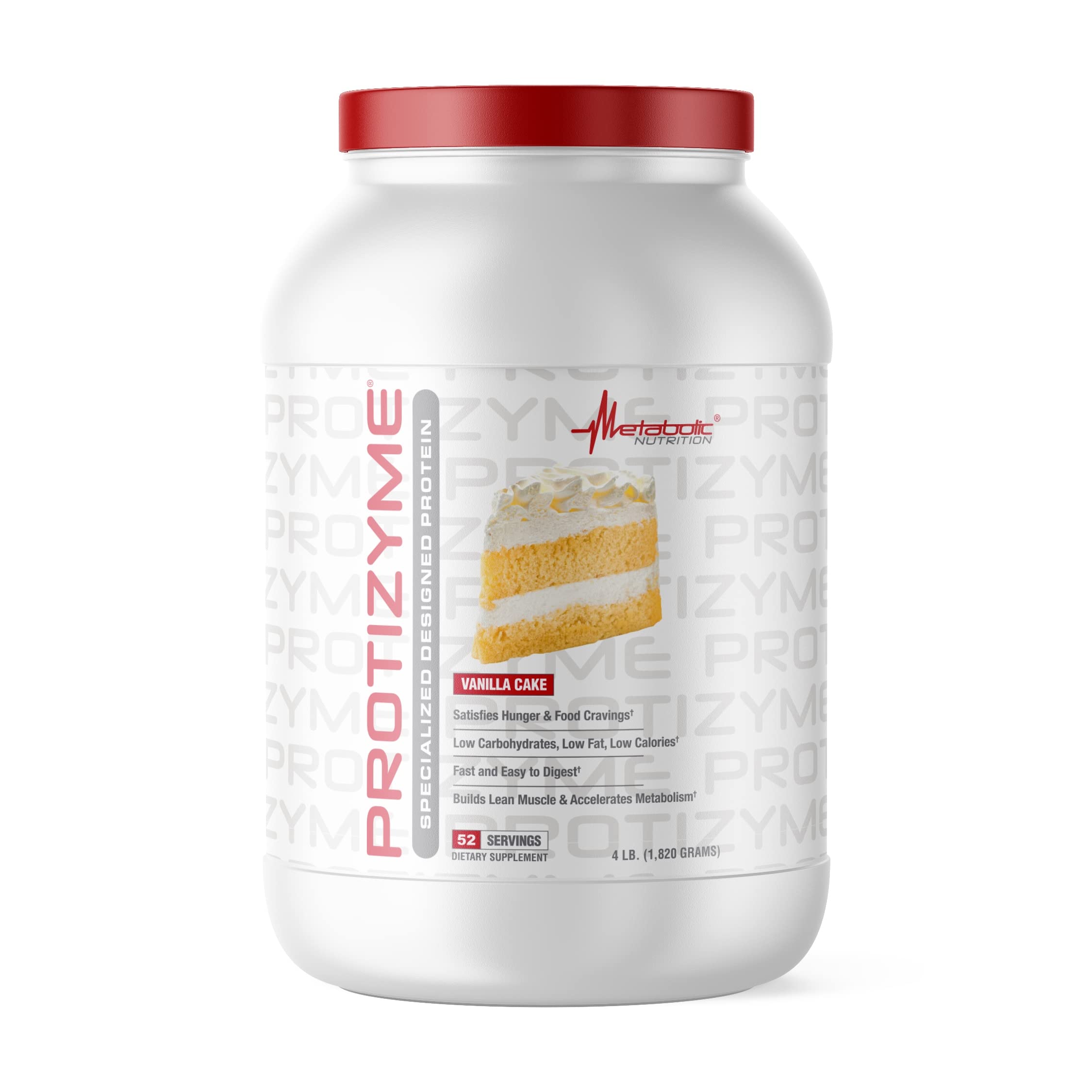 Metabolic Nutrition Protizyme 100% Whey Protein Powder - High Protein, Low Carb & Fat with Digestive Enzymes & 24 Vitamins (4lb, 52 Servings) | Post-Workout Recovery & Muscle Building Supplement