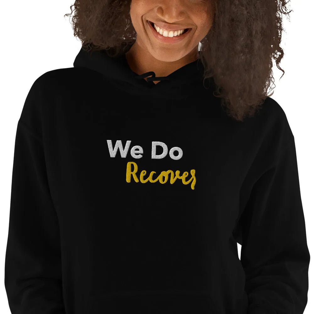 We Do Recover! Embroidered Unisex Hoodie - Comfortable Pullover Sweatshirt for Men & Women - Perfect for Casual Wear, Gym, and Outdoor Activities