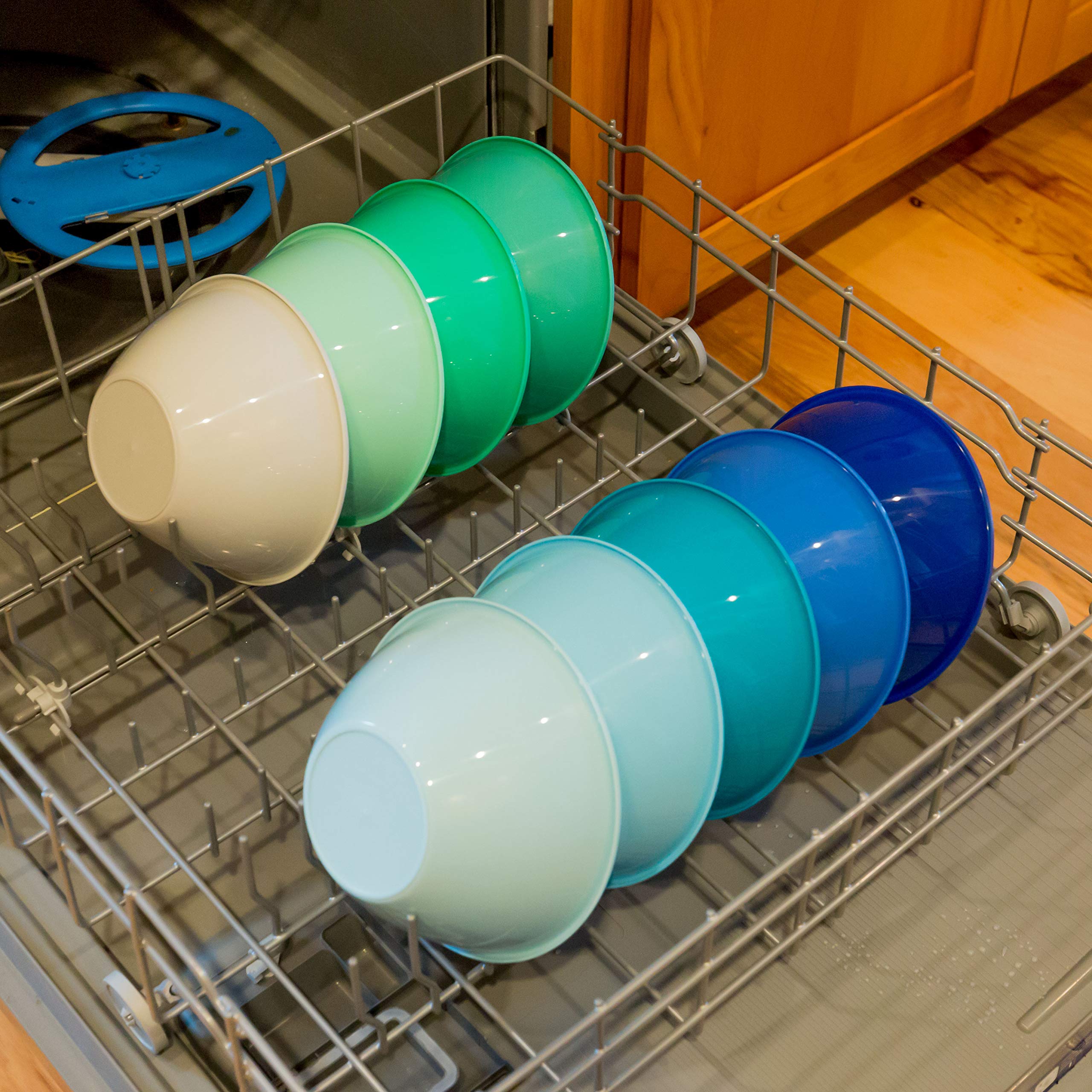 Youngever 32oz Plastic Bowls Set of 9 - Large Cereal & Soup Bowls in 9 Coastal Colors | Durable Dishwasher Safe Serving Bowls for Kitchen, Dining, Party & Outdoor Use