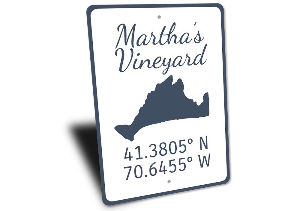 Martha's Vineyard Coordinates Sign - 12