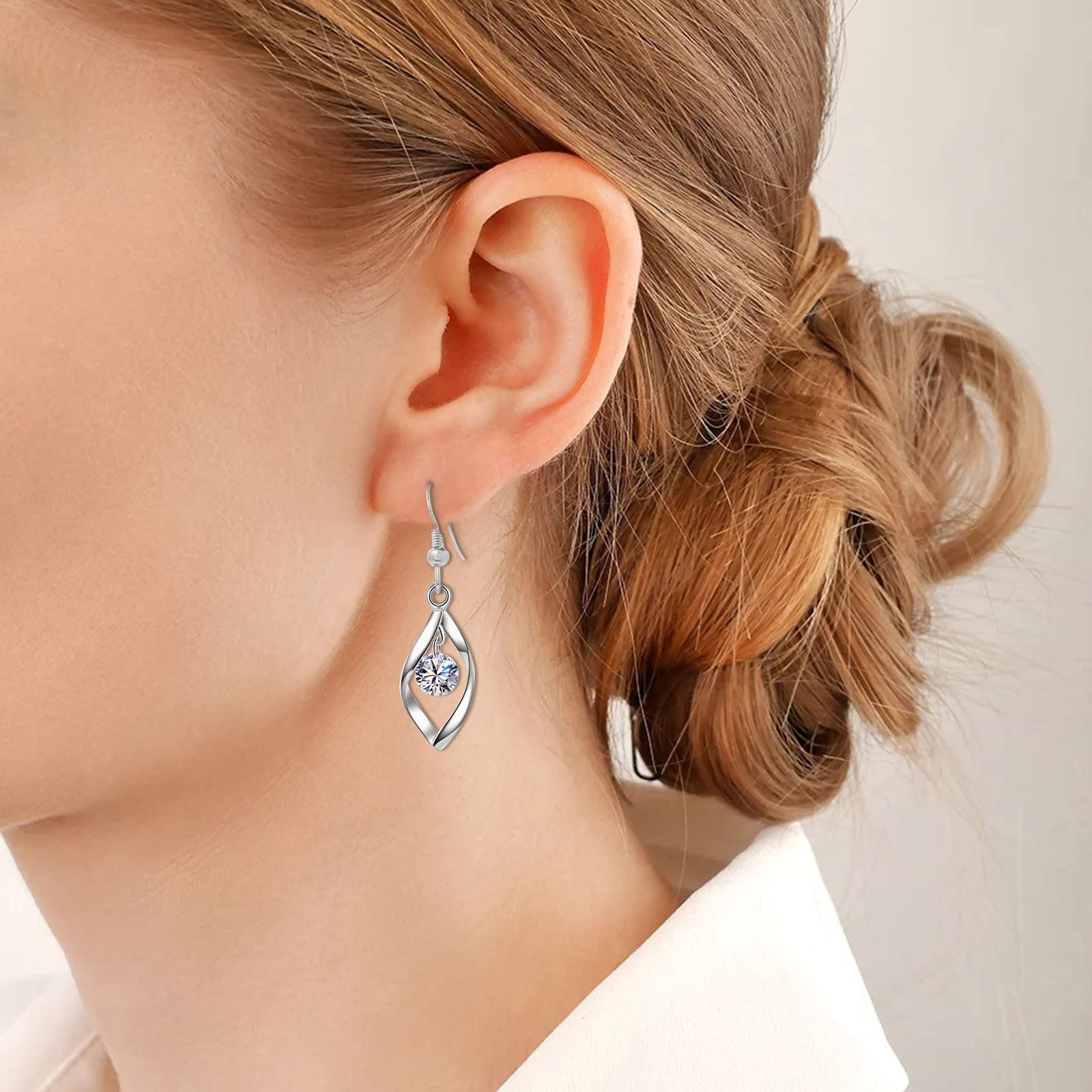 925 Sterling Silver Pearl & Diamond Drop Earrings for Women - Hypoallergenic Dangle Bridal Jewelry | Elegant Wedding, Party & Evening Wear Accessories