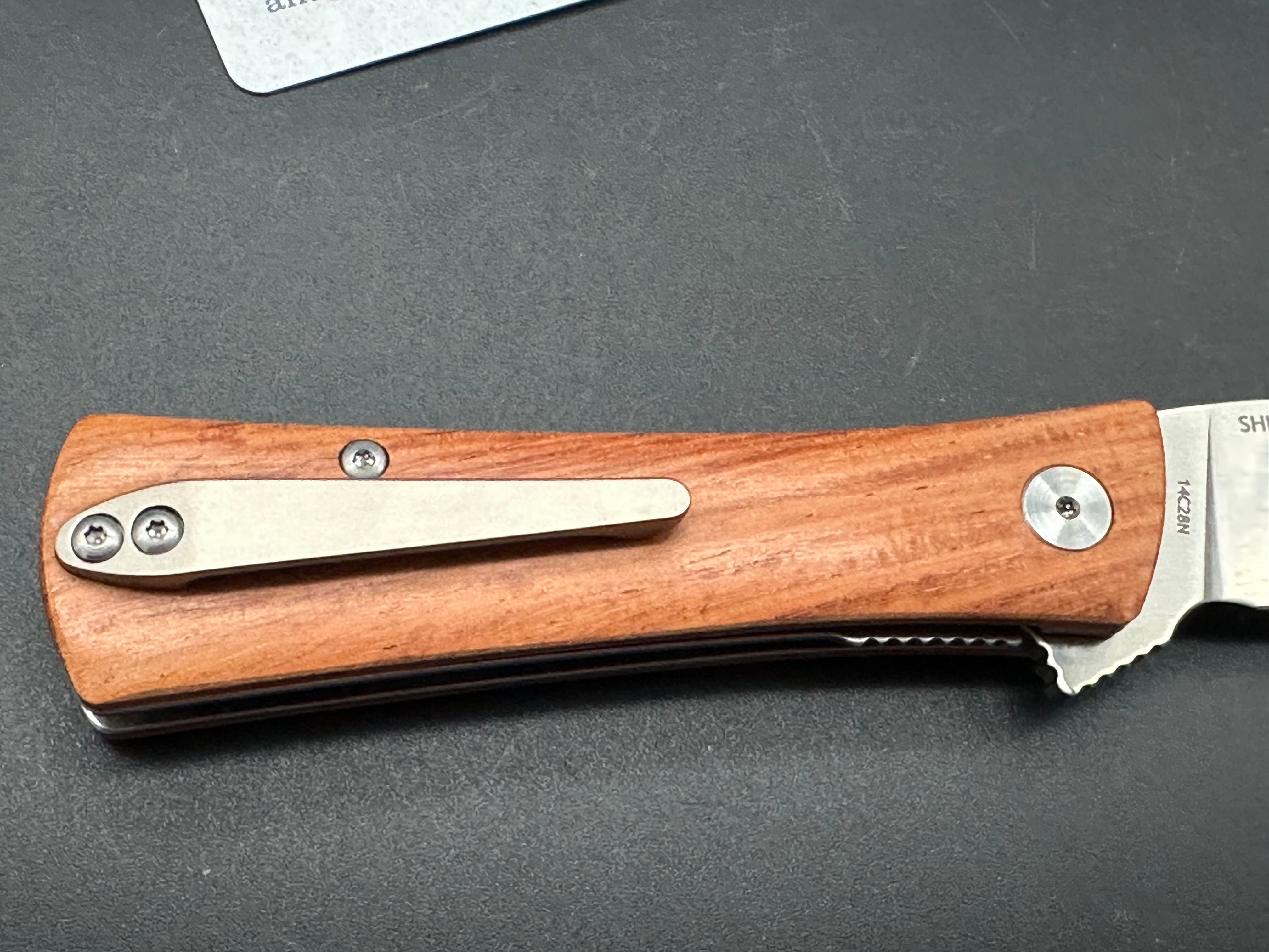 FINCH SHIV MKURUTI Tactical Knife - 14C28N Stainless Steel Blade, Plain Edge, Satin Finish, Wood Handle - Survival, Camping, Hunting & Outdoor EDC Gear