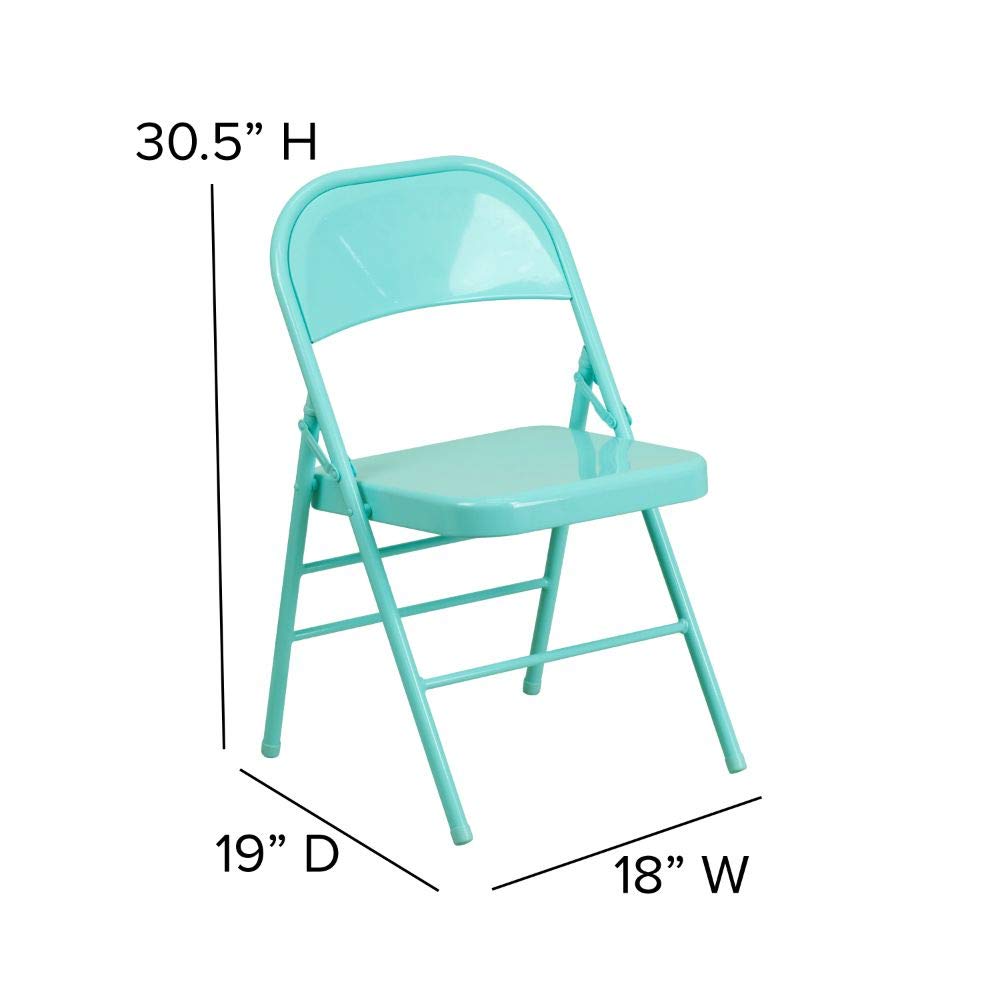 Flash Furniture 2-Pack HERCULES COLORBURST Series Teal Metal Folding Chairs - Heavy Duty Triple Braced & Double Hinged for Indoor/Outdoor Events, Parties, Weddings, and Banquets
