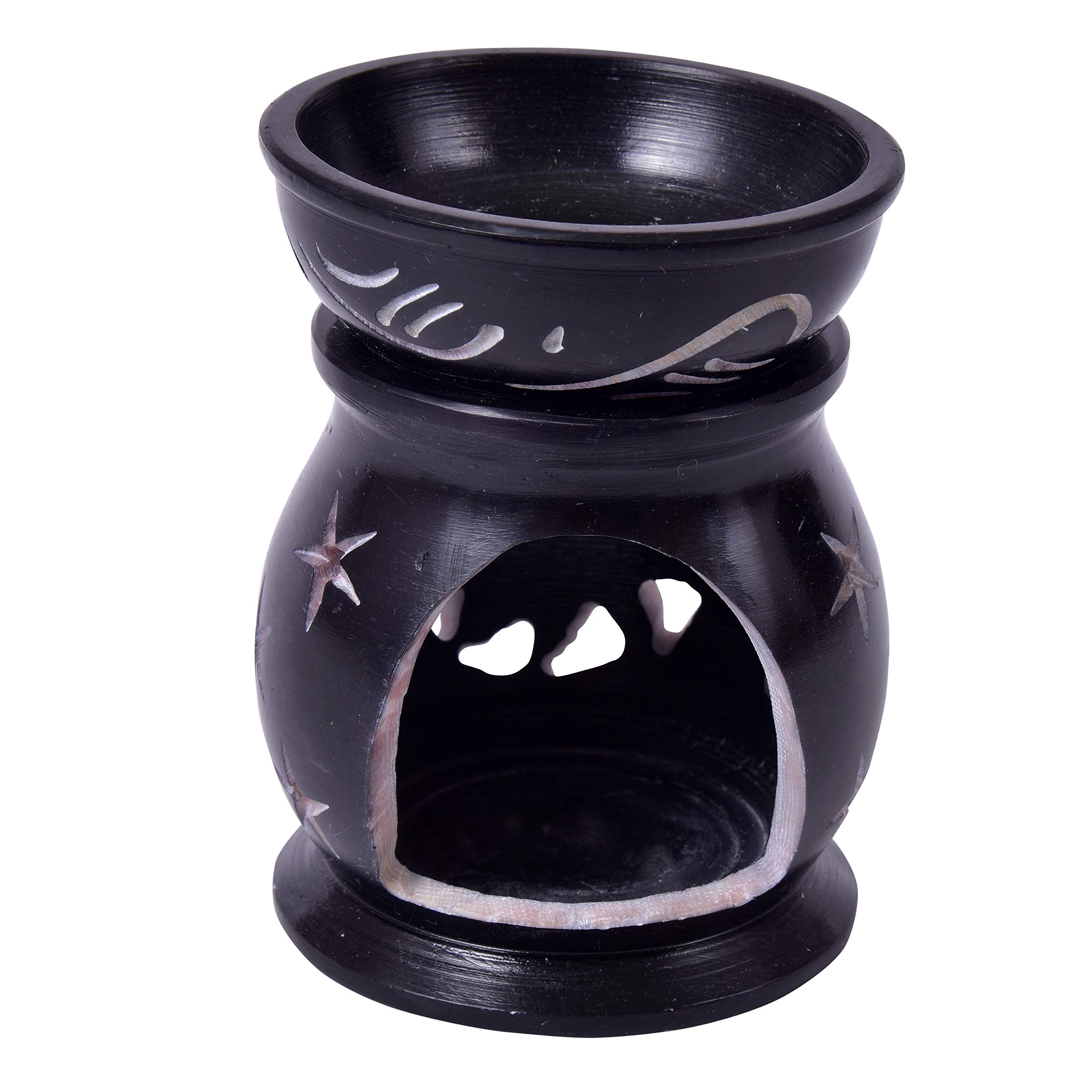Handmade Decorative Carved Tealight Holder - Resin Incense Burner with Soapstone Motif Lantern for Home Decor, Meditation & Romantic Ambiance