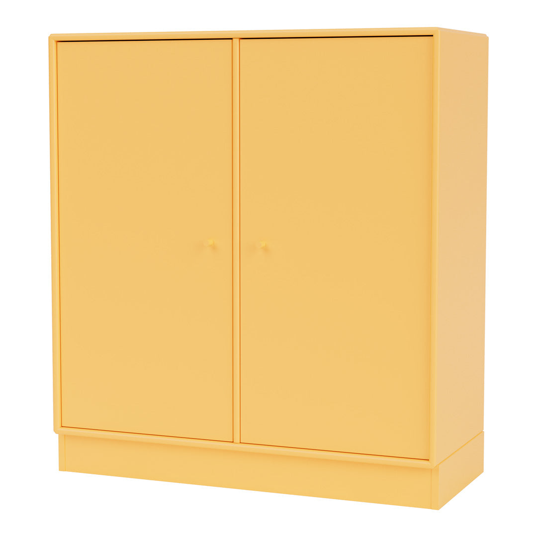 Modern 2-Door Lacquered Cabinet with Plinth Base - Stylish Storage Solution for Living Room, Bedroom or Office Organization