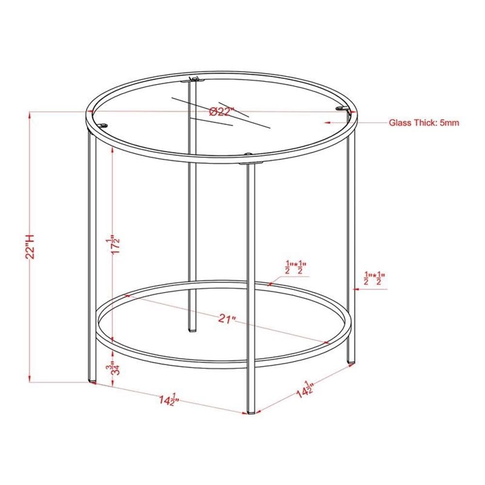 Keefer Contemporary Glass Top Side Table in Champagne Gold - Modern Accent Table for Living Room, Bedroom & Office - Stylish End Table with Tempered Glass Top & Metal Frame