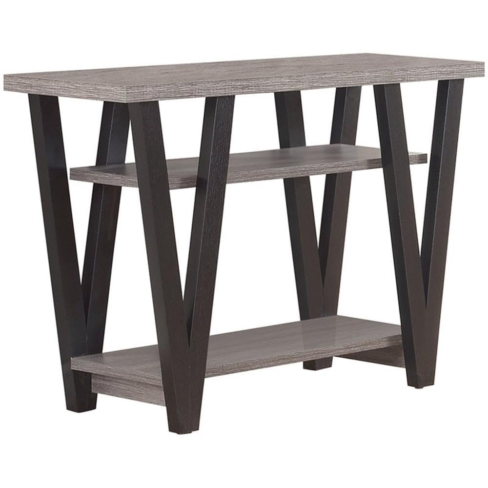 2 Shelf Console Table - Antique Gray & Black Entryway Sofa Table for Hallway, Living Room, or Bedroom Decor