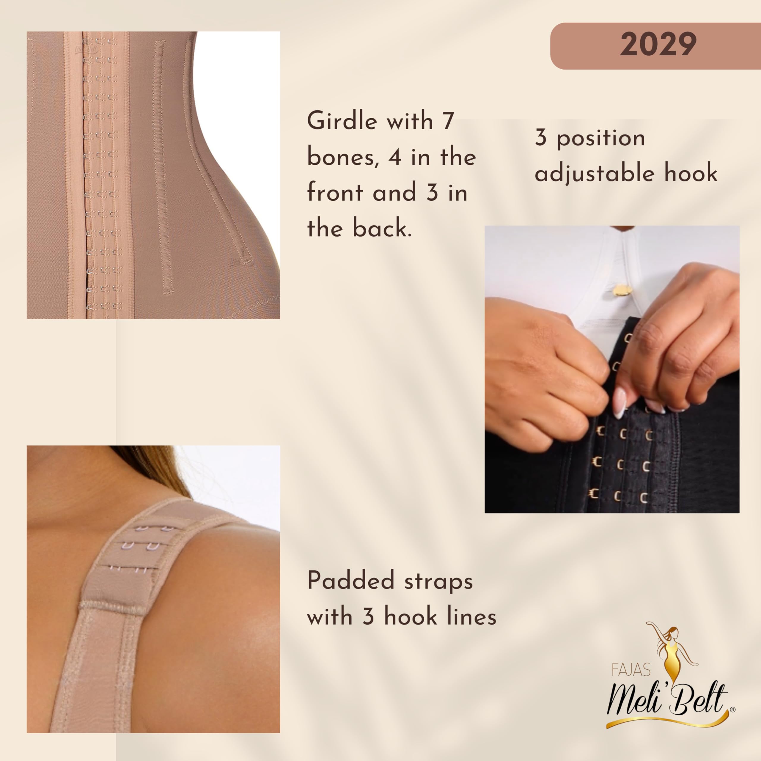 Melibelt 2029 Colombian Shapewear for Women - High Compression Fajas Reductoras with 7 Bones - Waist Trainer & Body Shaper for Postpartum, Weight Loss & Everyday Wear
