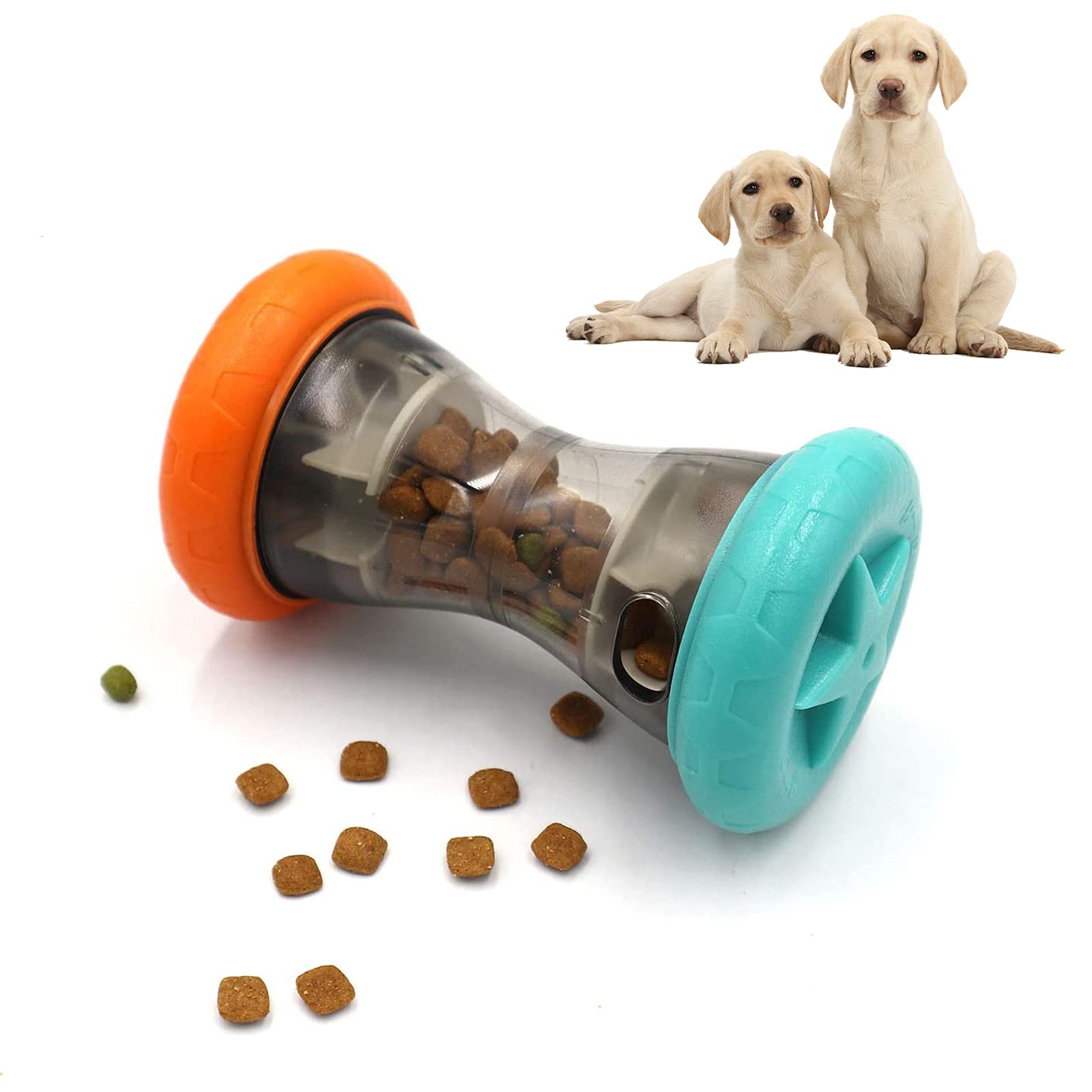 Aelflane Interactive Treat Dispensing Puzzle Toy for Small Dogs - Slow Feeder Alternative Barbell-Shaped Chase Toy to Improve Pet Digestion | Great for Boredom Relief & Mental Stimulation During Training or Alone Time