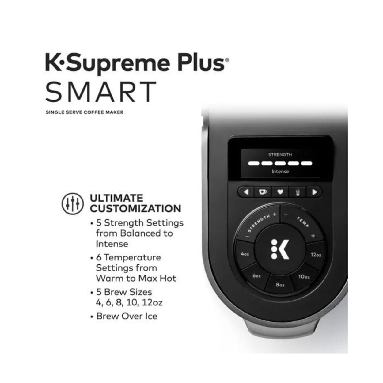 Keurig K-Supreme Plus Smart Single Serve Coffee Maker with 96-Count Variety K-Cup Pods Bundle - Gray | Includes Breakfast Blend, Colombian, Donut Shop & Italian Roast | Perfect for Home, Office & Small Business Use