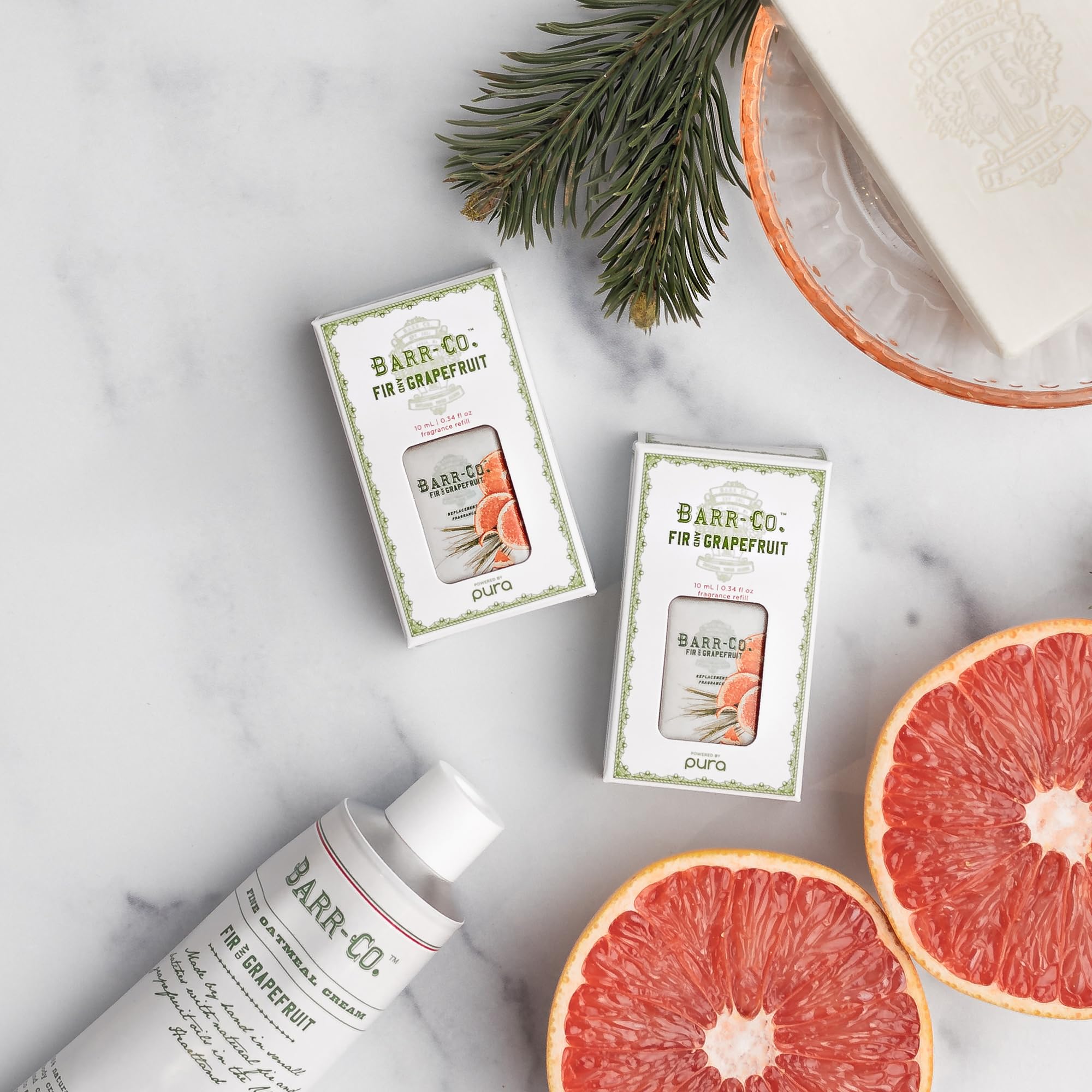 Barr-Co. Fir & Grapefruit Scent Pura Diffuser Refill - 0.43 fl oz All-Natural Essential Oil Blend | Invigorating Woody Citrus Aroma for Home & Office | Pura Smart Diffuser Compatible | Perfect for Relaxation, Aromatherapy & Creating a Fresh Atmosphere