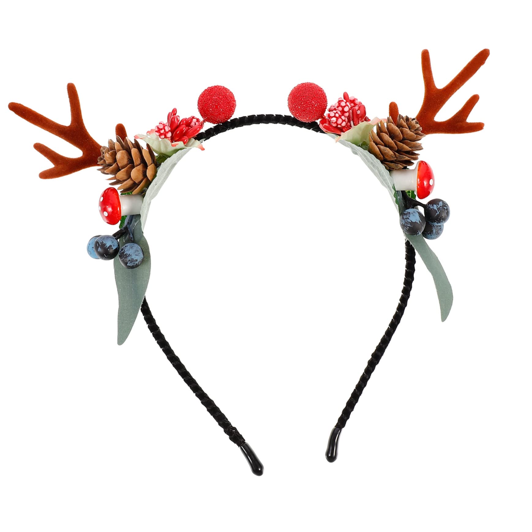 **Deer Antler Headband Scrunchies for Women & Girls - Christmas Hair Accessories with Flowers - Perfect for Holiday Parties, Costumes, and Festive Gifts**