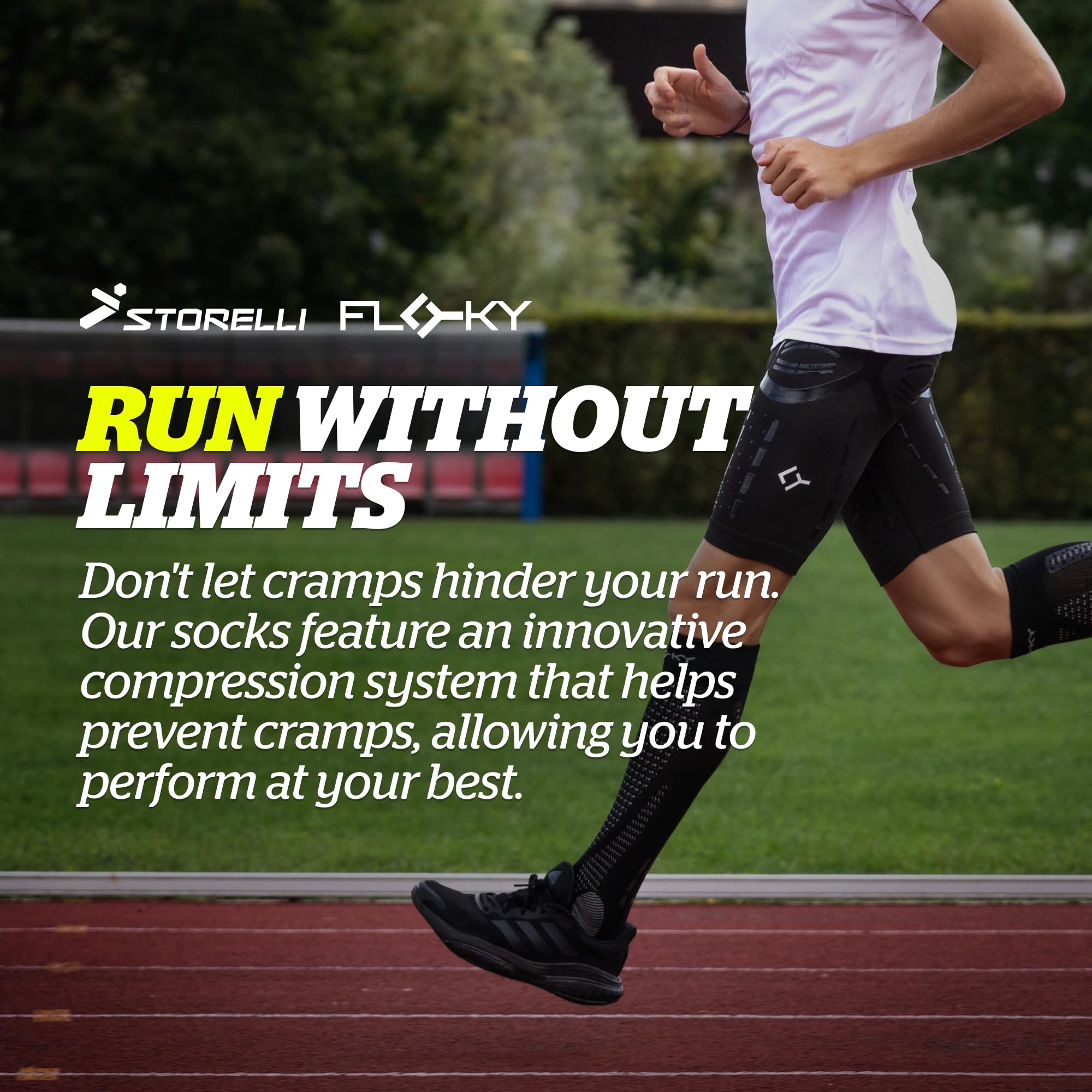 Storelli Run Up Socks by Floky - High Performance Running Socks for Men & Women, Breathable Compression Athletic Socks for Marathon, Jogging & Workout - Enhance Speed & Reduce Fatigue