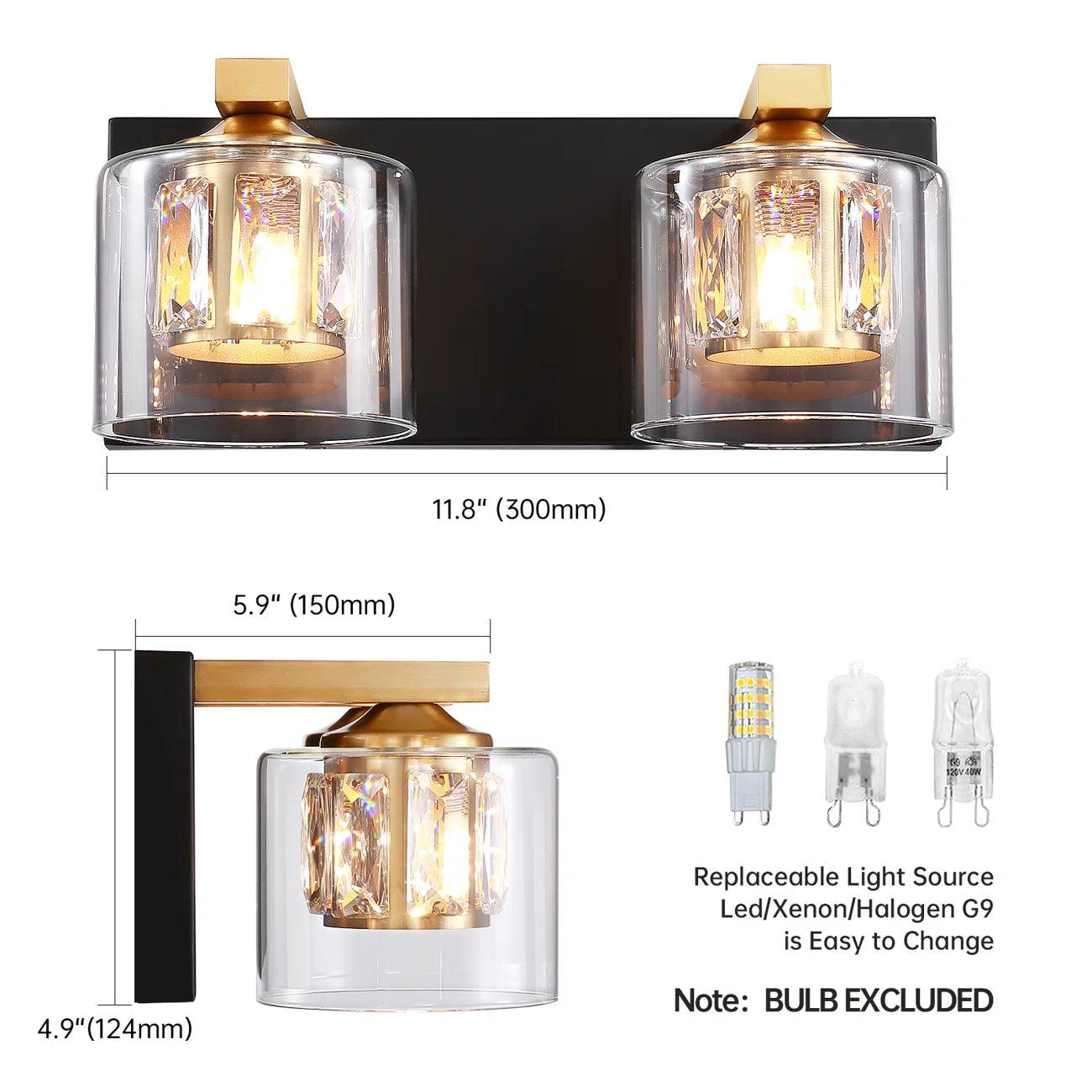 Kolt Chrome Modern 2-Light Bathroom Vanity Light Fixture - Perfect for Bathroom Makeovers & Spa-Like Ambience