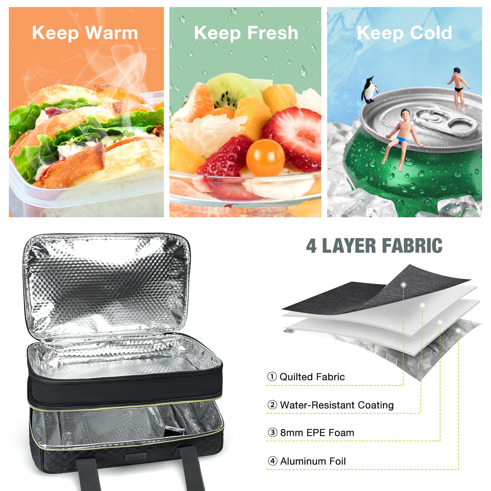 Insulated Casserole Carrier for Hot & Cold Food - Picnic & Party Tote