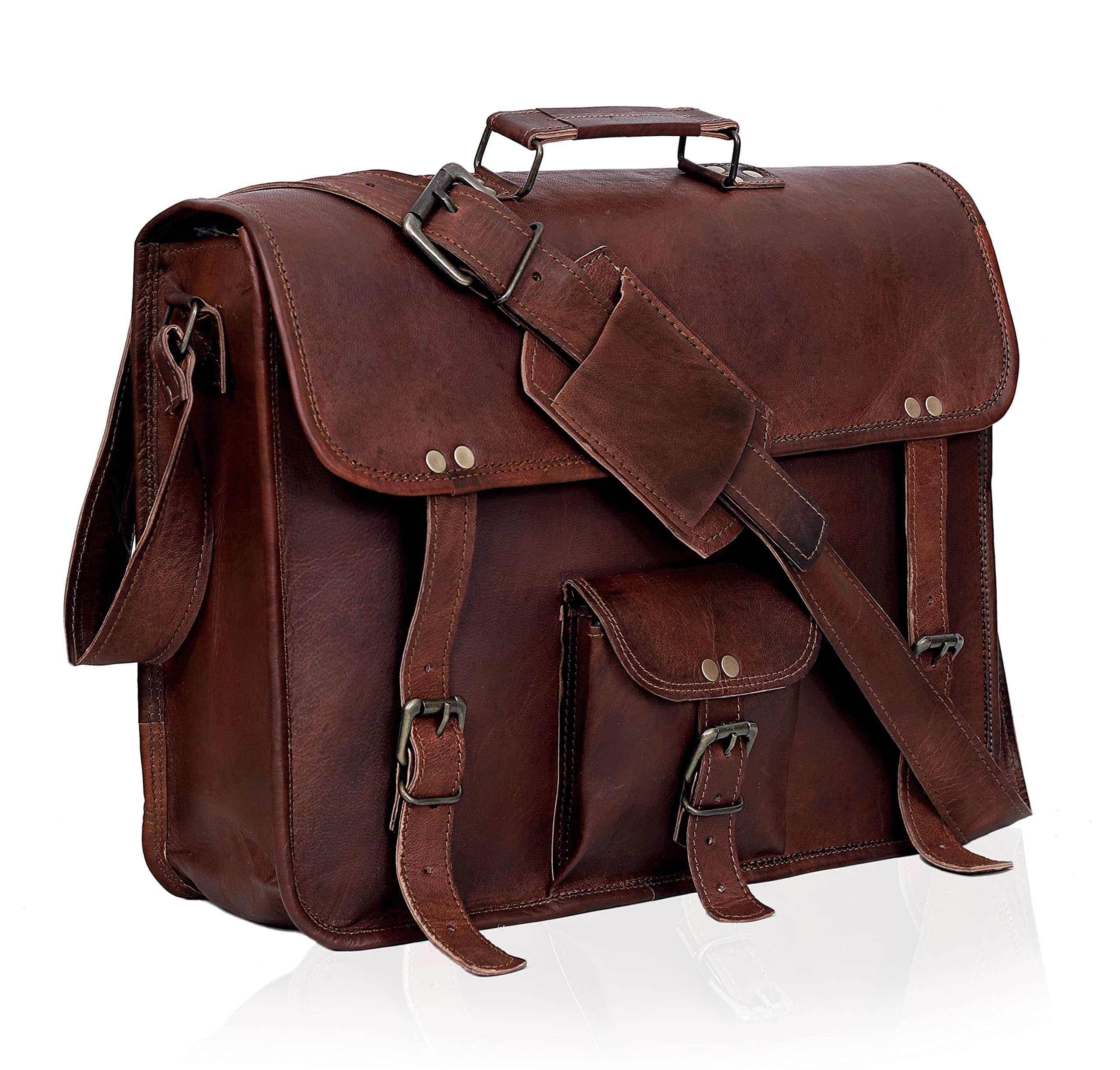 Handmade Genuine Leather Messenger Bag for Laptop & MacBook - Unisex Business Satchel Briefcase - Perfect for Work, Travel & College Commute