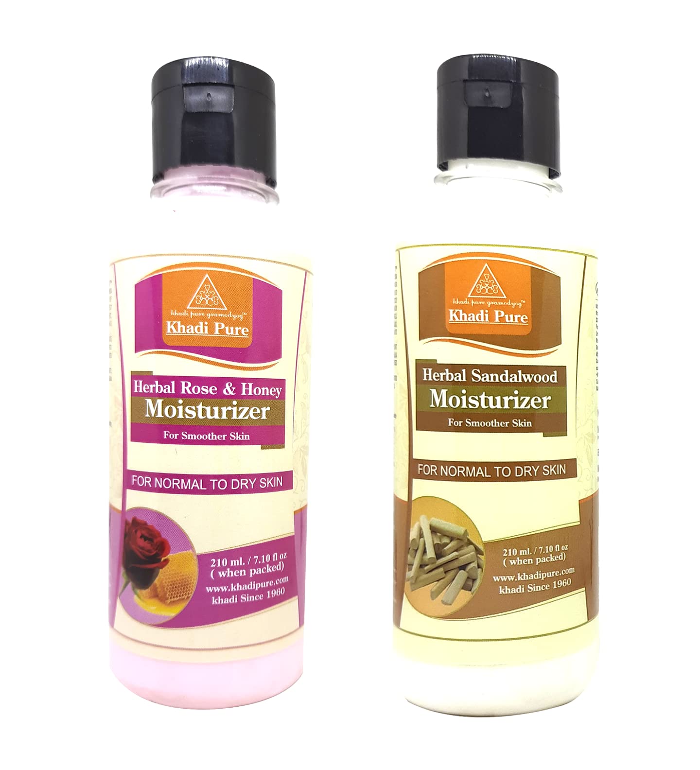 Khadi Pure Rose Honey & Sandalwood Moisturizing Lotion - 210ml (Pack of 2) | Natural Hydrating Body Lotion for Dry & Sensitive Skin | Perfect for Daily Moisturizing, Spa Days & Gift Giving