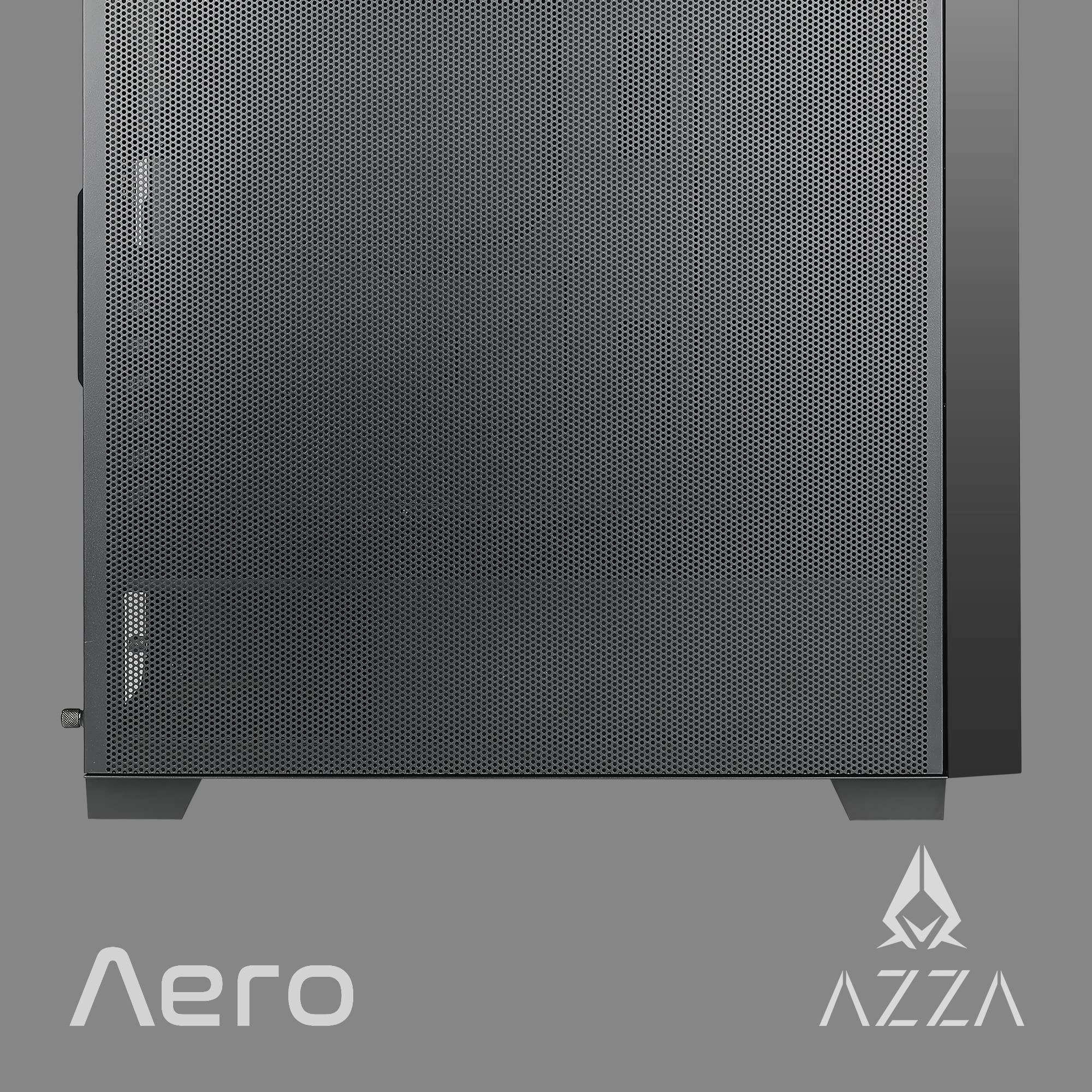 AZZA AERO Black ATX Mid Tower PC Case - CSAZ-480 with Metal Mesh Side Panel, 4 x 120mm ARGB PWM Fans Included - Perfect for Gaming Rigs & High-Airflow Builds