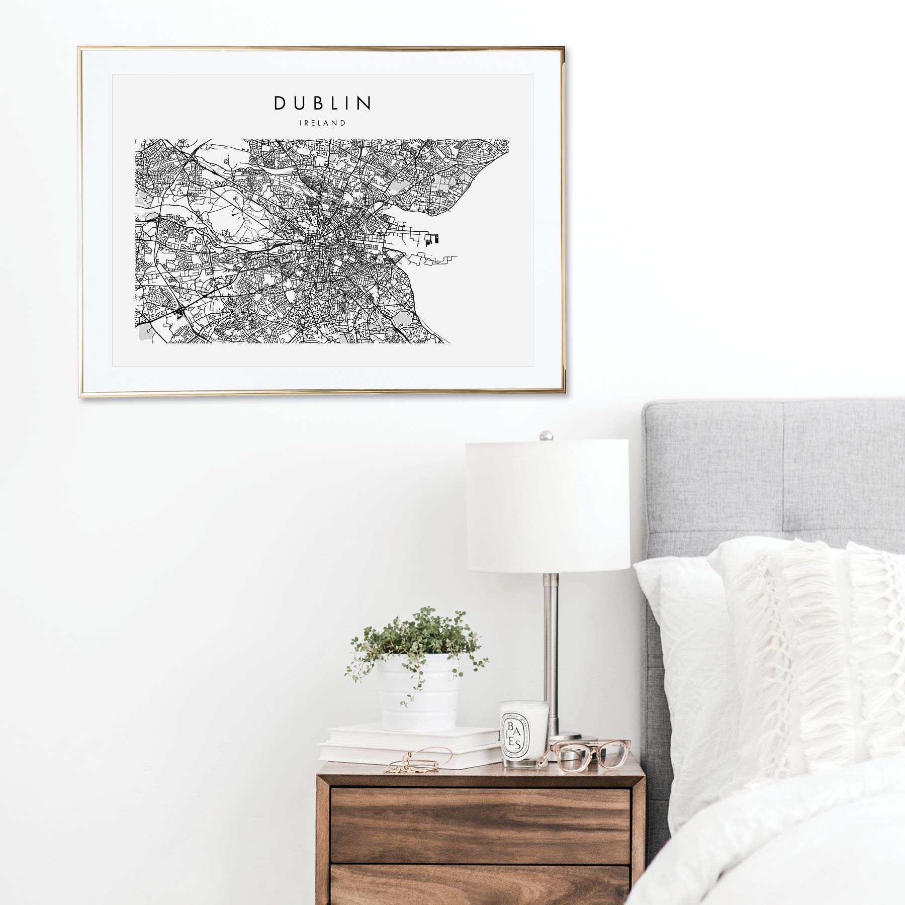 Dublin Ireland Minimal Modern Street Map Print - Unframed Wall Art for Home, Office & Travel Decor