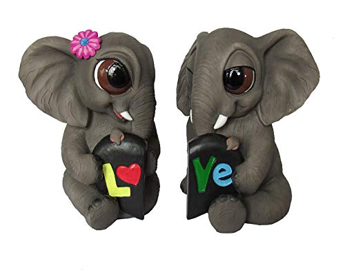 DWK Elephant Couple Love Figurine Set - Handcrafted Elephant Sculpture Decor for Couples, Home & Office Desk Decor - Perfect for Shelves, Wedding Gifts & Anniversary Presents (6.5 Inch)