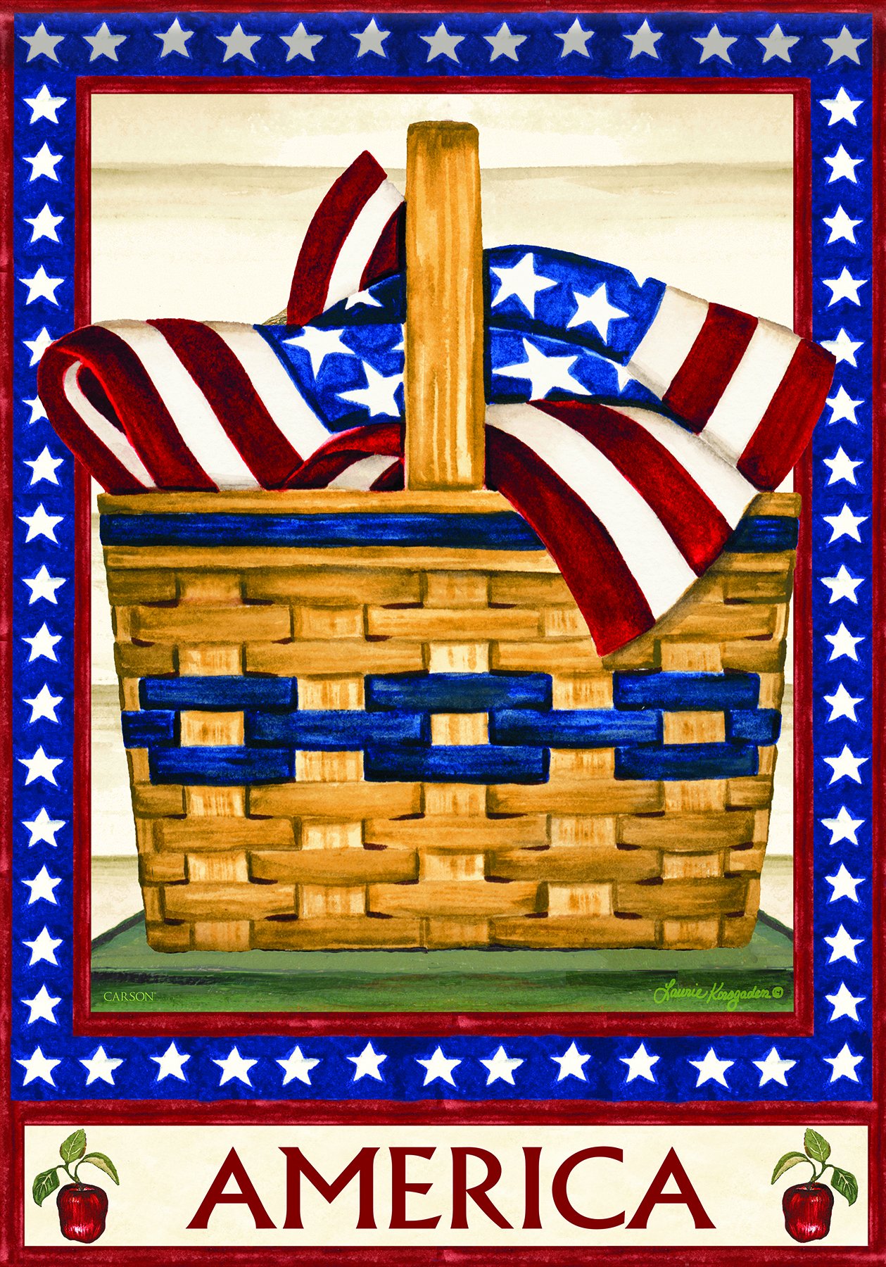 Premium Carson Home Accents Outdoor Flag - Large American Basket Design for Porch & Garden Decor | Perfect for Patriotic Holidays & Outdoor Home Decor