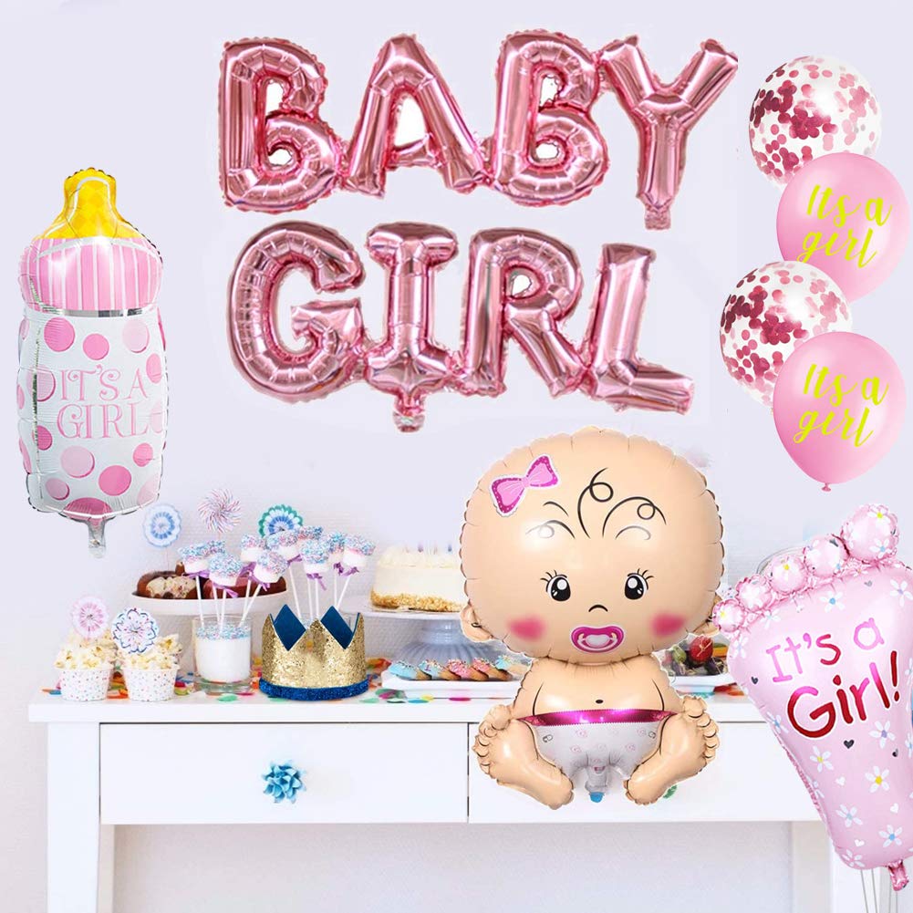 Baby Shower Decorations Set - Girl Shower Banners, Balloons, Party Supplies for Newborn Celebration - Perfect for Baby Shower, Gender Reveal & Birthday Party Decor