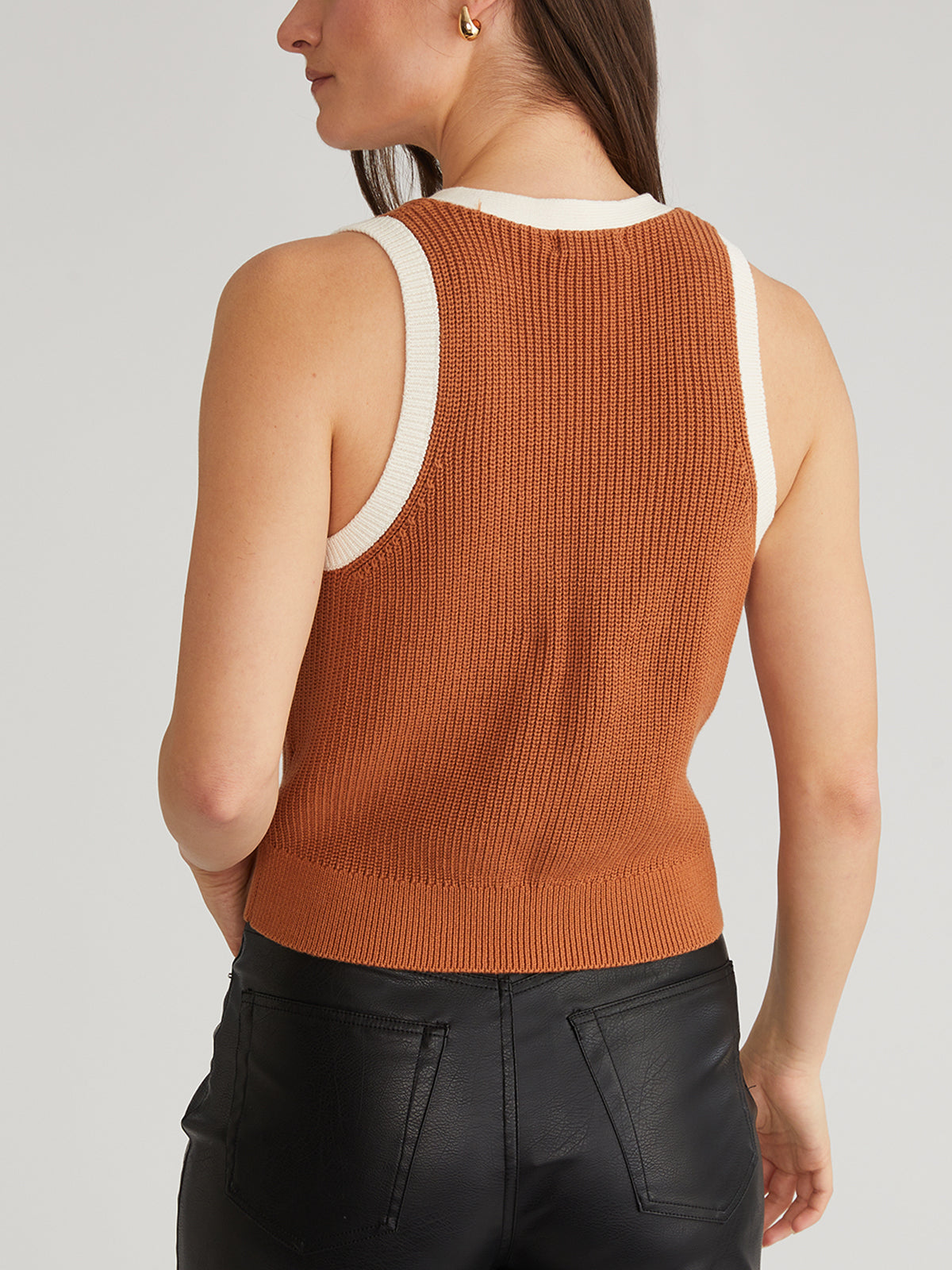 Claudia Women's Fashion Tipped Button Up Vest - Stylish Layering Piece for Office, Casual Outfits & Fall Wardrobe