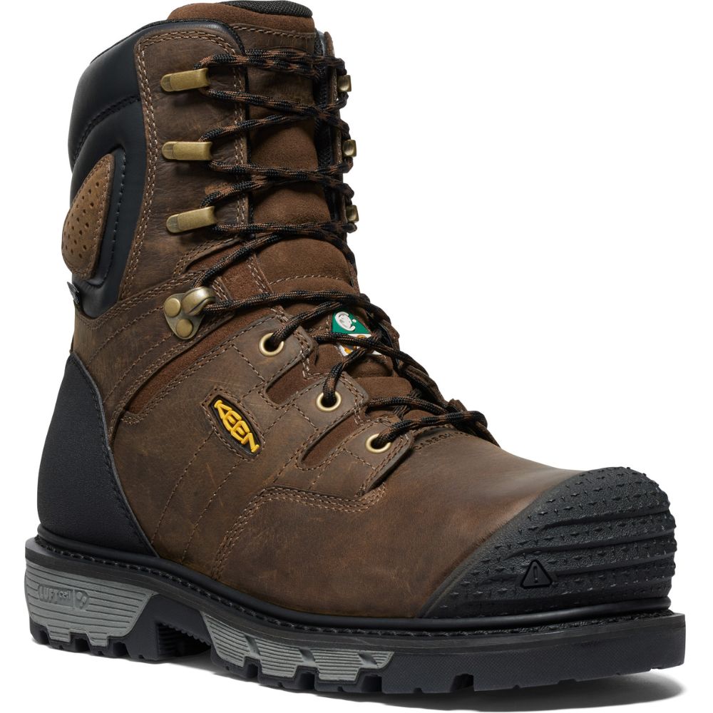 **Keen Camden Men's Size 8 Waterproof Composite Toe Work Boots - Brown (Model 1027678) | Durable & Comfortable for Construction, Hiking & Outdoor Work**