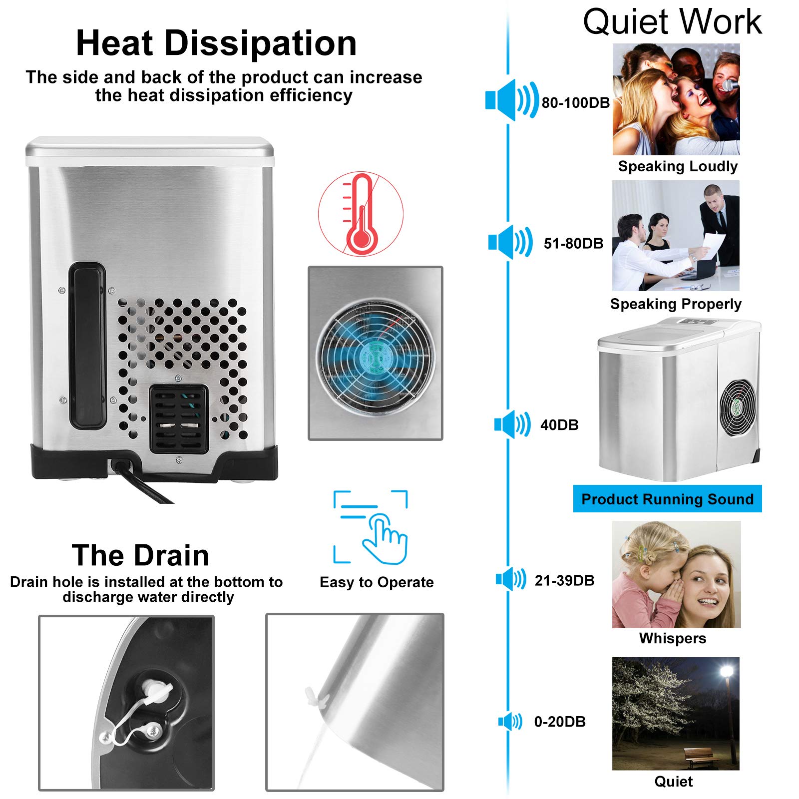 Fast Countertop Ice Maker - 26 lbs Daily, Ready in 8 Minutes | Portable Ice Machine for Home, Office, Bar, Party & Commercial Use | Perfect for Cocktails, Beverages & Food Preservation