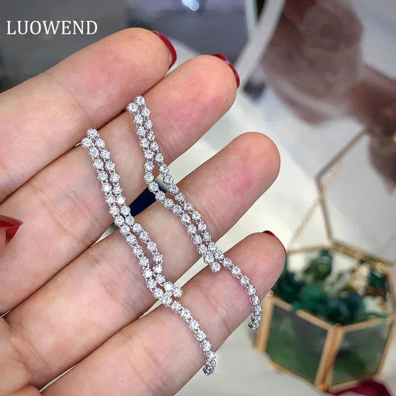 18K White Gold Diamond Drop Earrings for Women - 1.06 Carat Natural Diamond Luxury Tassel Earrings - Perfect for Weddings, Parties & Special Occasions