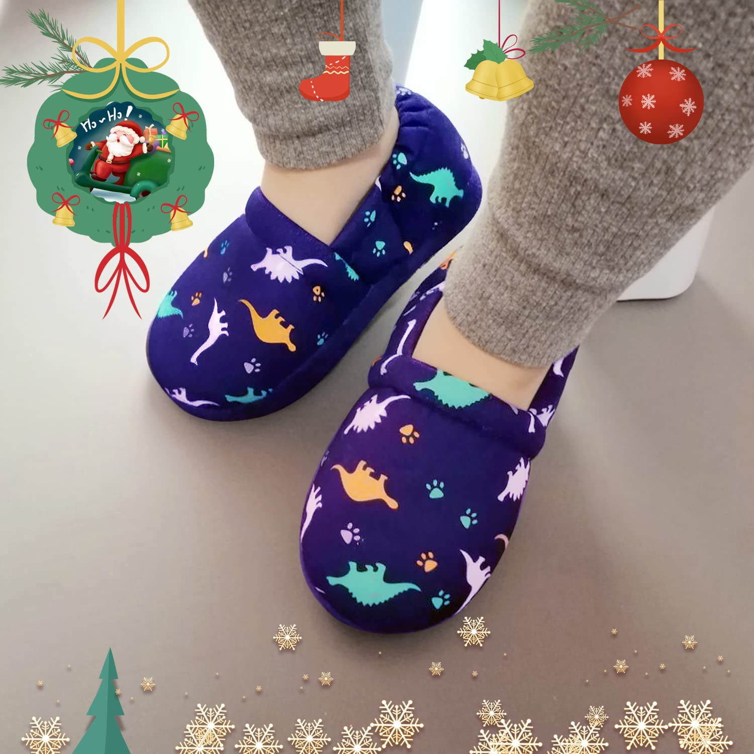 **MIXIN Boys Slippers for Toddlers - Anti-Slip Dinosaur House Shoes for Little Kids - Soft & Comfortable Indoor/Outdoor Slippers for Playtime & Home Use**