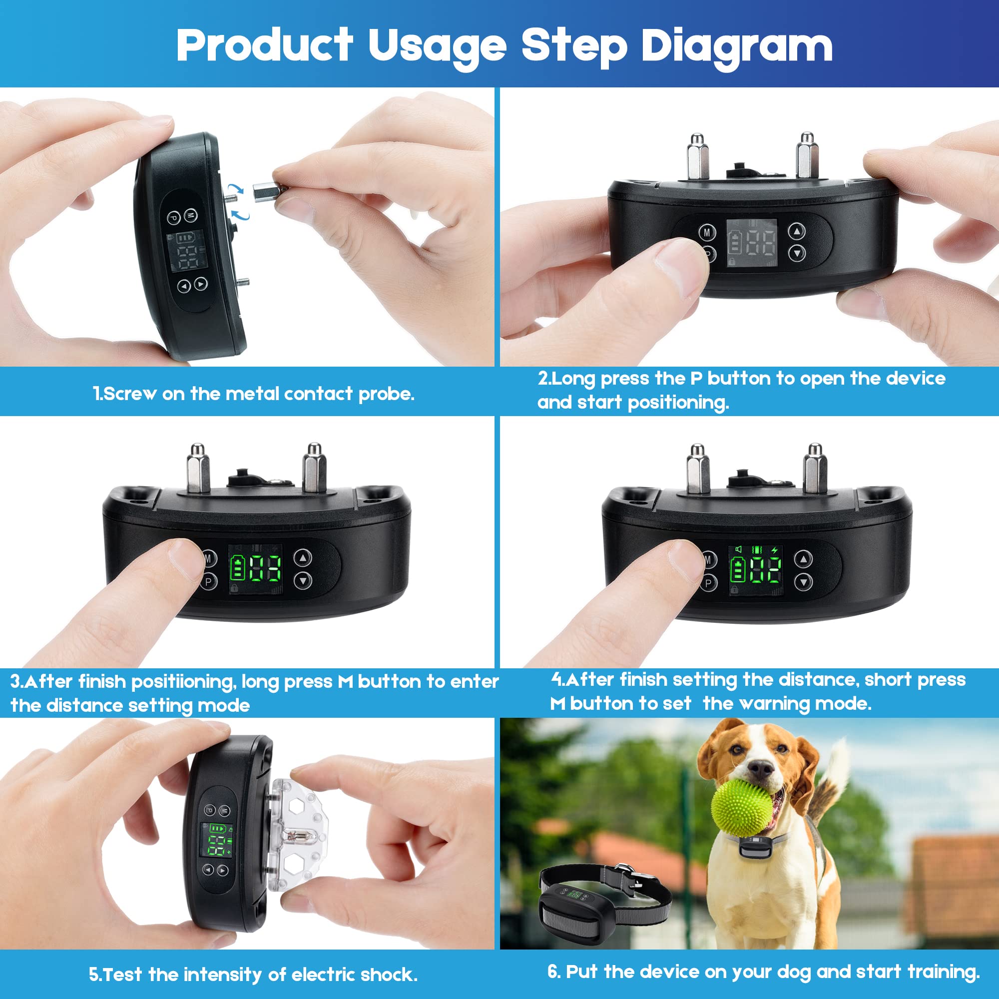 **Wireless GPS Dog Fence for 2 Dogs – Rechargeable Electric Pet Containment System with Adjustable Warning (98-3281 ft Range) – Perfect for Large Yards & Outdoor Training**