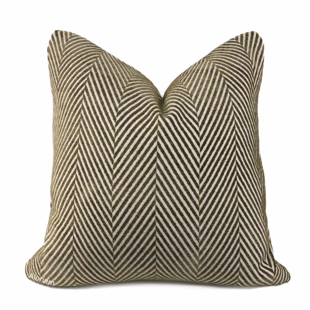 Spencer Brown White Herringbone Chenille Pillow Cover - Soft Decorative Throw Pillow Case for Sofa, Bed, Couch - Home Decor & Living Room Accessories