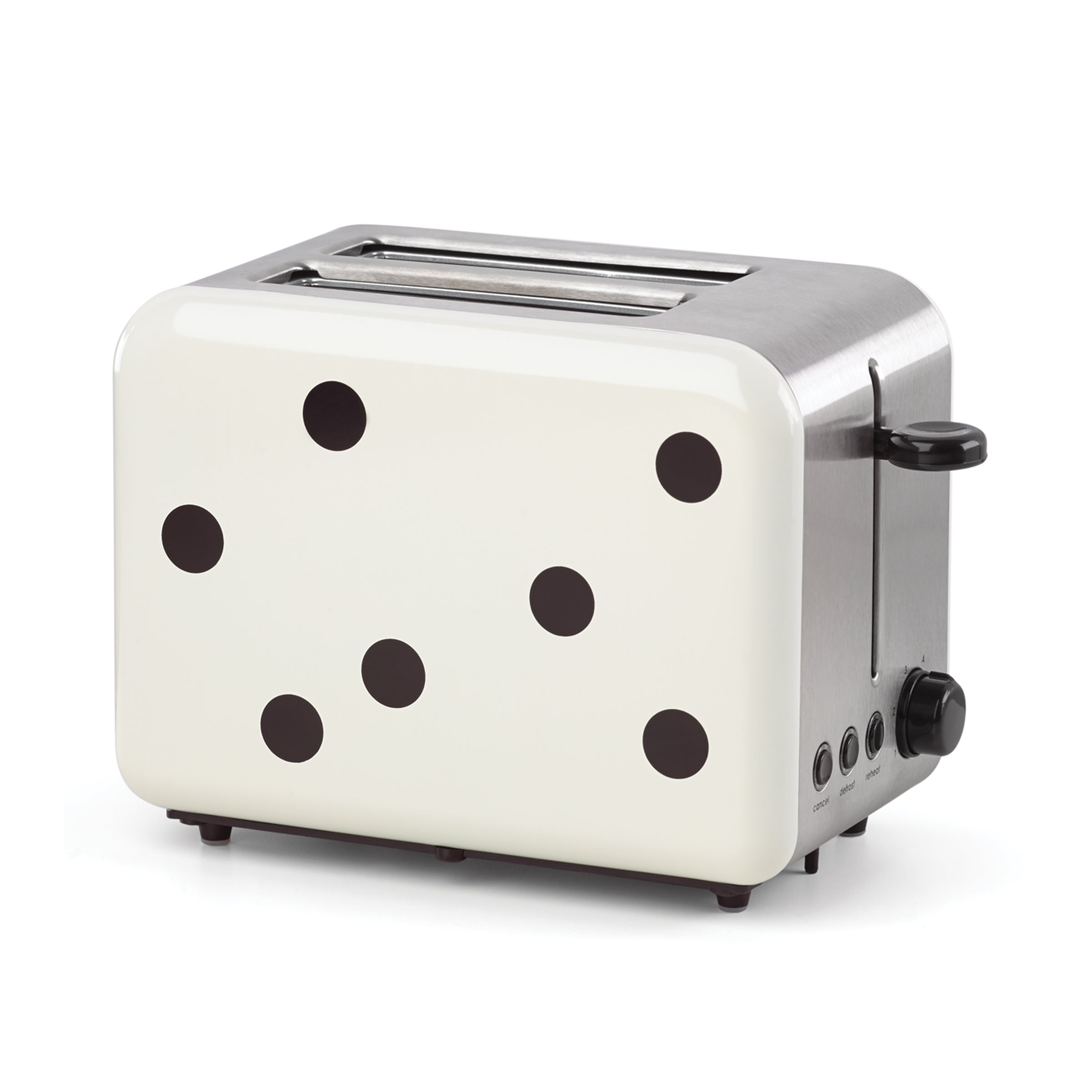 Deco Dot 2 Slice Toaster - Retro Style Stainless Steel Bread Toaster for Kitchen - Perfect for Breakfast, Toast, Bagels & English Muffins