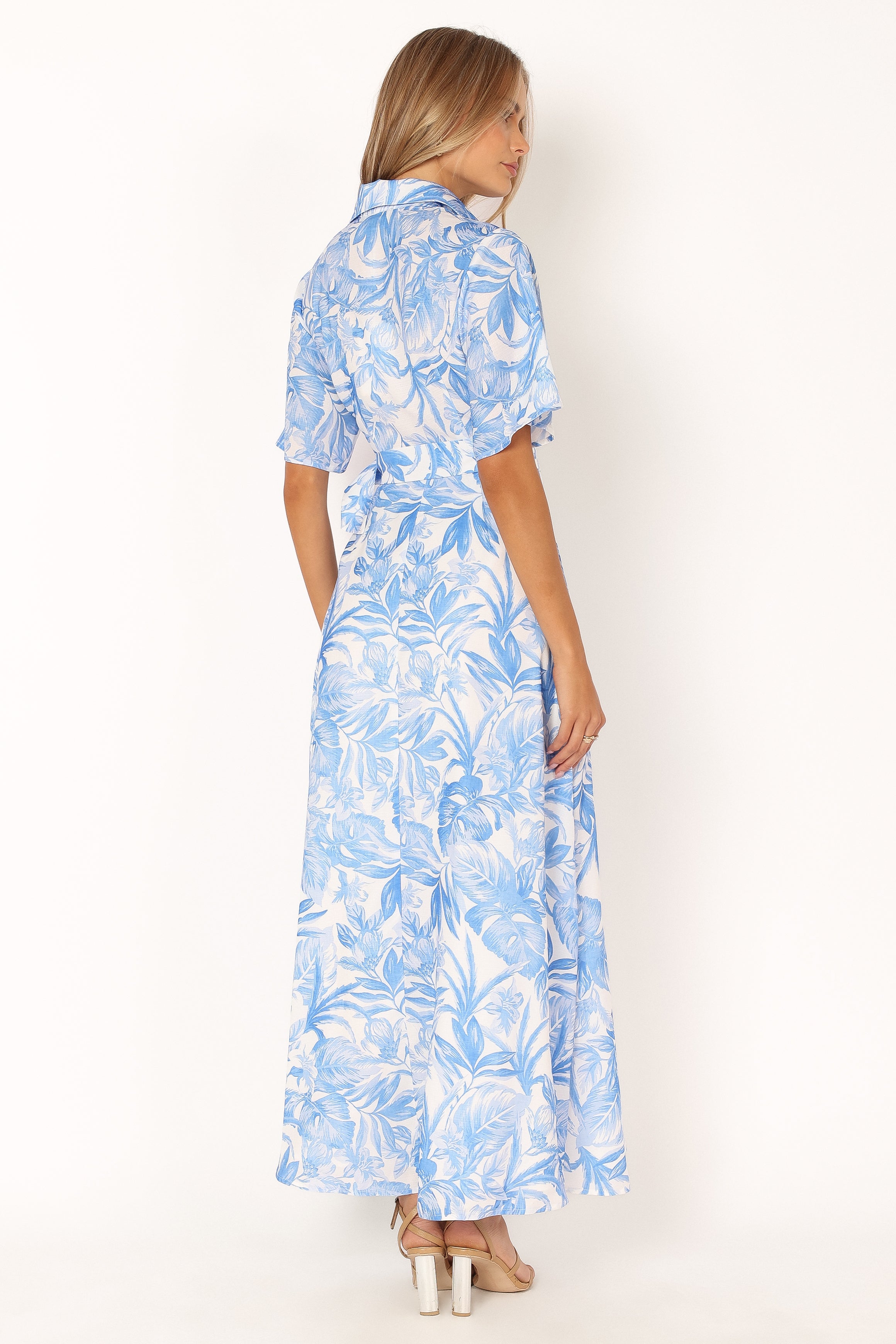 Arianna Women's Maxi Dress - Blue Floral Print Long Summer Dress for Beach, Vacation & Casual Wear