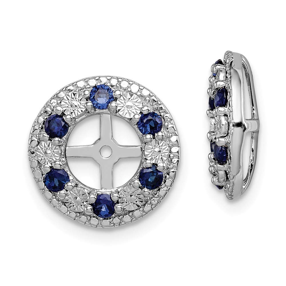 Sterling Silver Rhodium Plated Sapphire Earring Jacket - Elegant & Durable for Weddings, Parties & Everyday Wear