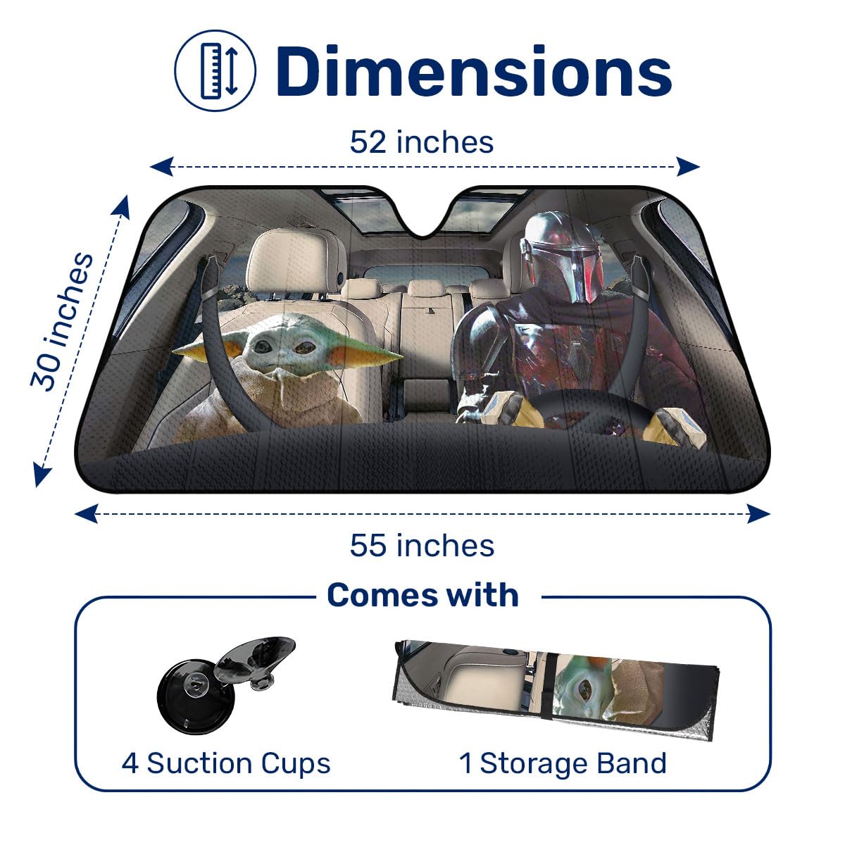 Funny Star Movie Baby Alien Car Windshield Sun Shade (55x30 Inches) - UV Protection Sunshade for SUV, Truck & Vehicle Windows | Perfect for Summer Parking & Road Trips