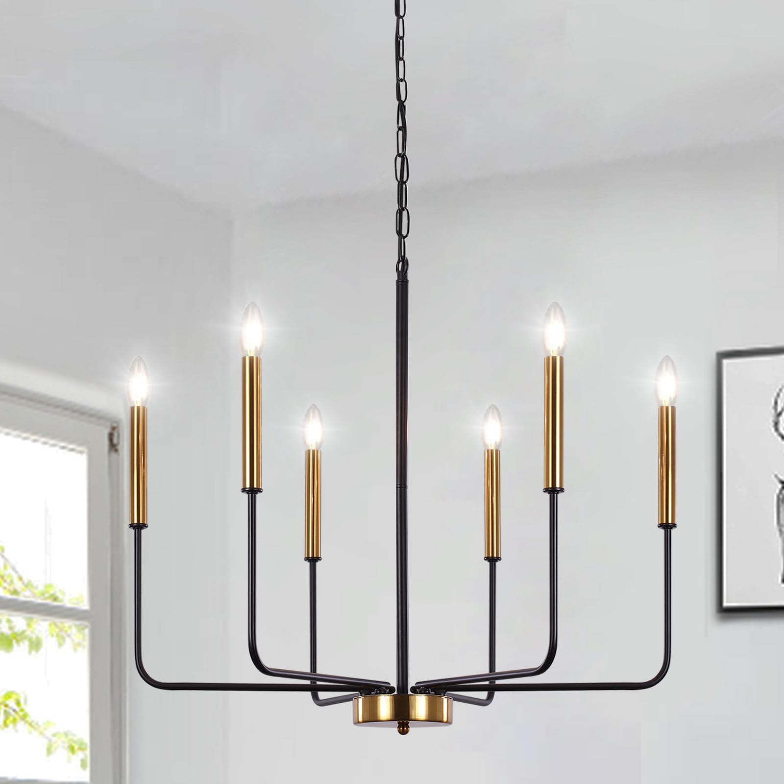 ETONIMERR 6-Light Modern Farmhouse Chandelier - 26 Inch Rustic Industrial Iron Ceiling Light Fixture for Dining Room, Kitchen, Foyer, Living Room & Bedroom | Perfect for Farmhouse, Industrial & Vintage Home Decor