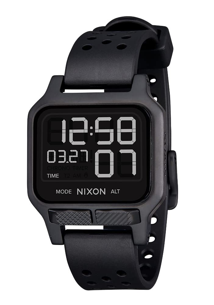 NIXON Heat A1320 Digital Sports Watch for Men & Women - 100M Waterproof, Ultra Thin Lightweight Design - 38mm LCD Display with 20mm PU Band - Perfect for Running, Workout & Outdoor Activities