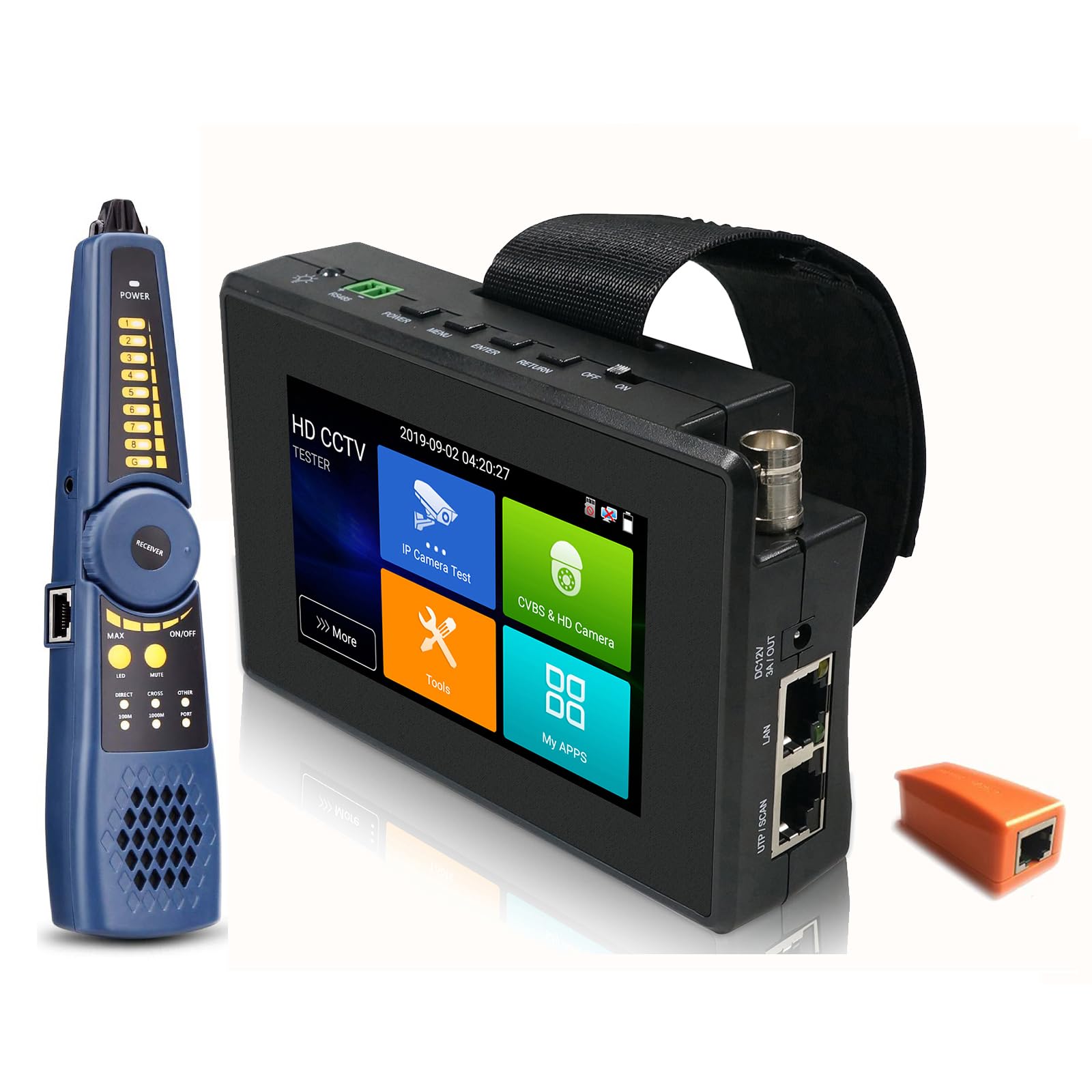 EVERSECU 5-in-1 CCTV Tester with Cable Tracer - Supports 4K IP Camera & 8MP AHD/TVI/CVI/CVBS Analog Cameras - 4