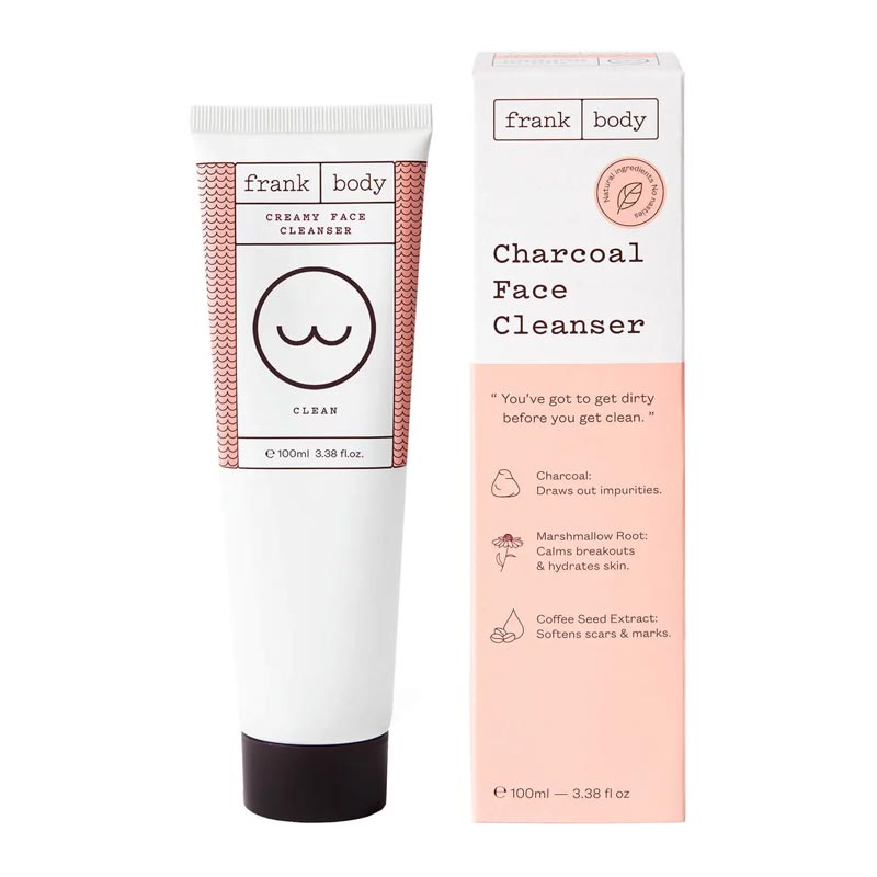 Frank Body Charcoal Face Cleanser - Detoxifying & Purifying Facial Wash for Acne-Prone Skin | Deep Cleansing & Oil Control | Perfect for Daily Skincare Routine & Travel
