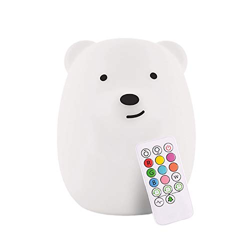 Bear Silicone Night Light - Color Changing LED Bedside Lamp for Kids & Adults | Perfect for Nursery, Bedroom, Bathroom & Hallway Safety Lighting