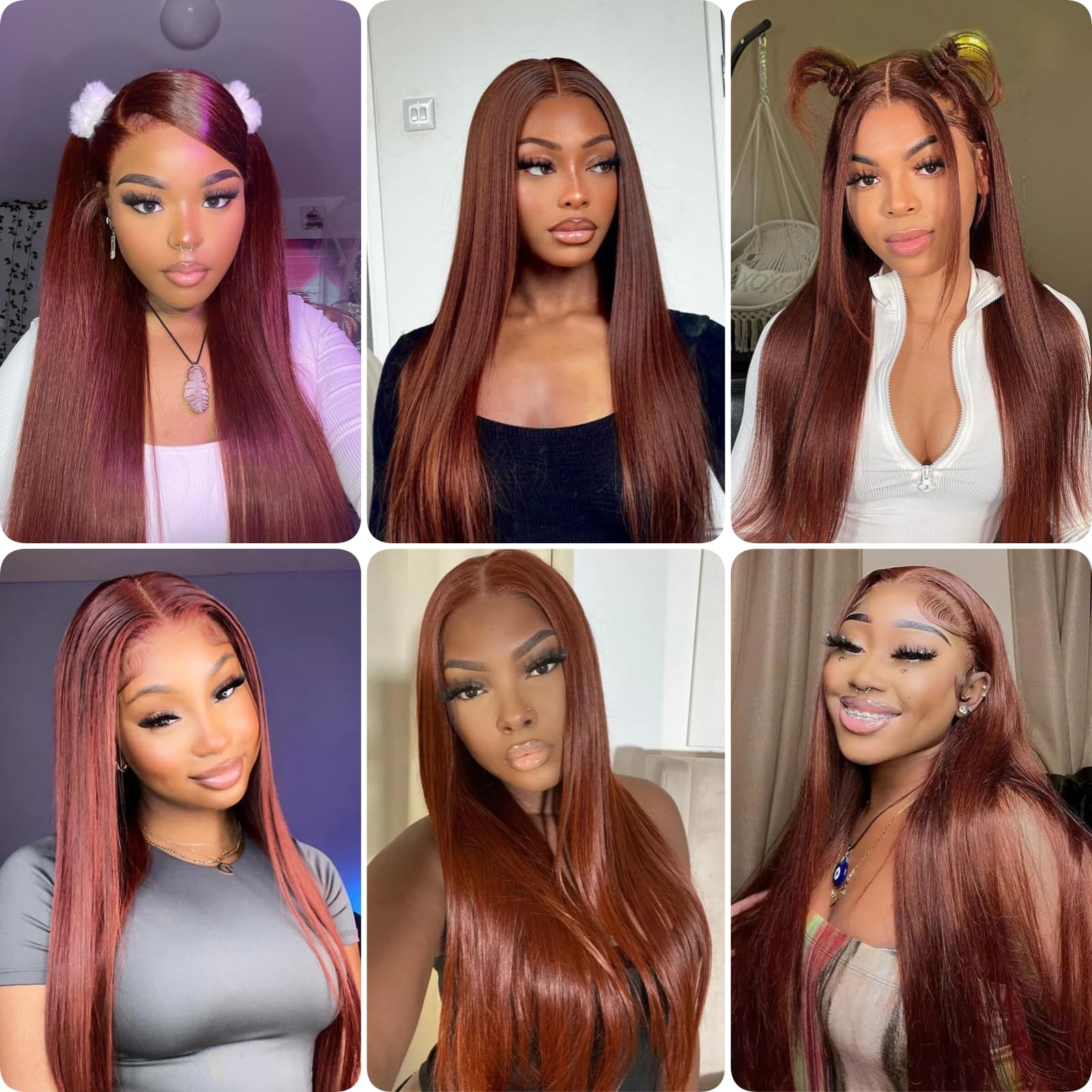 18 Inch Reddish Brown Lace Front Wigs Human Hair 13x4 HD Transparent Straight Lace Frontal Wigs - Pre Plucked Glueless Auburn Copper Colored Human Hair Wigs for Black Women | Perfect for Daily Wear, Cosplay, Parties & Special Occasions