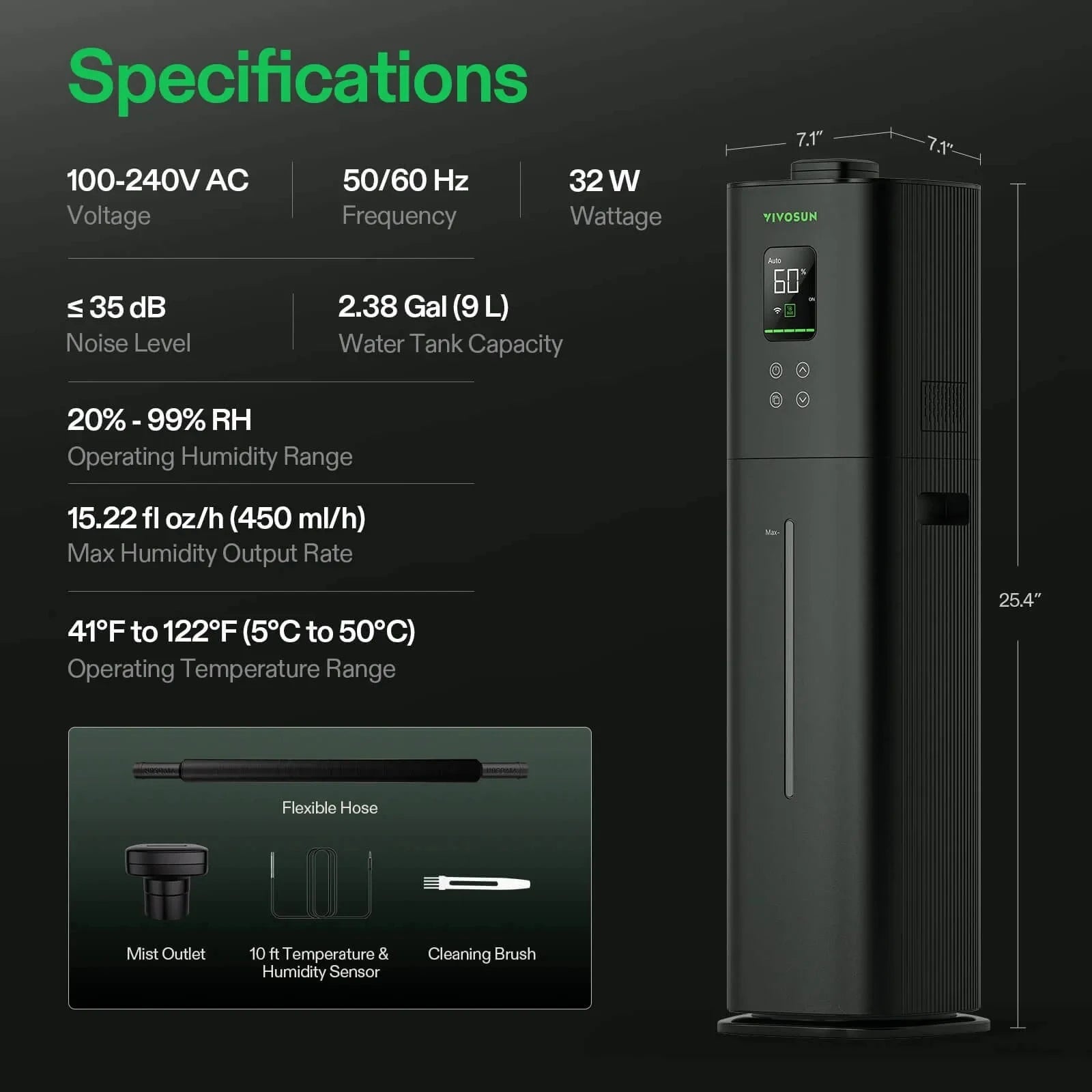 VIVOSUN AeroStream H09 Smart WiFi Humidifier for Home - Large Room Air Moisturizer with App Control, Quiet Ultrasonic Cool Mist for Bedroom, Nursery, Office & Indoor Plants