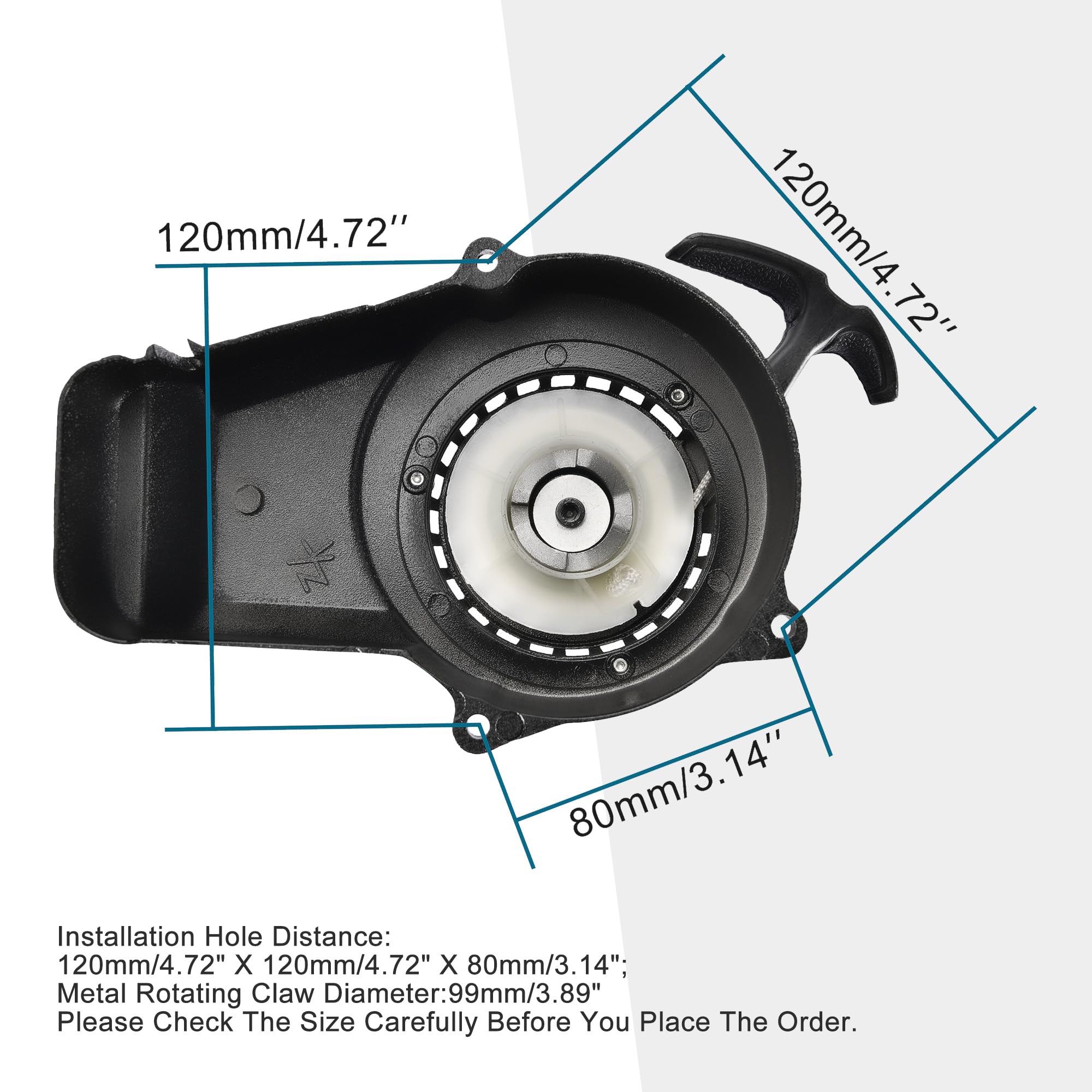 Goofit Black Aluminum Pull Starter with Screws for 47cc 49cc 2-Stroke Engines - Compatible with Pocket Bikes, Mini Bikes, Dirt Bikes, Scooters, ATVs & Motorcycles - Easy Engine Starting for Outdoor Adventures & Off-Road Riding