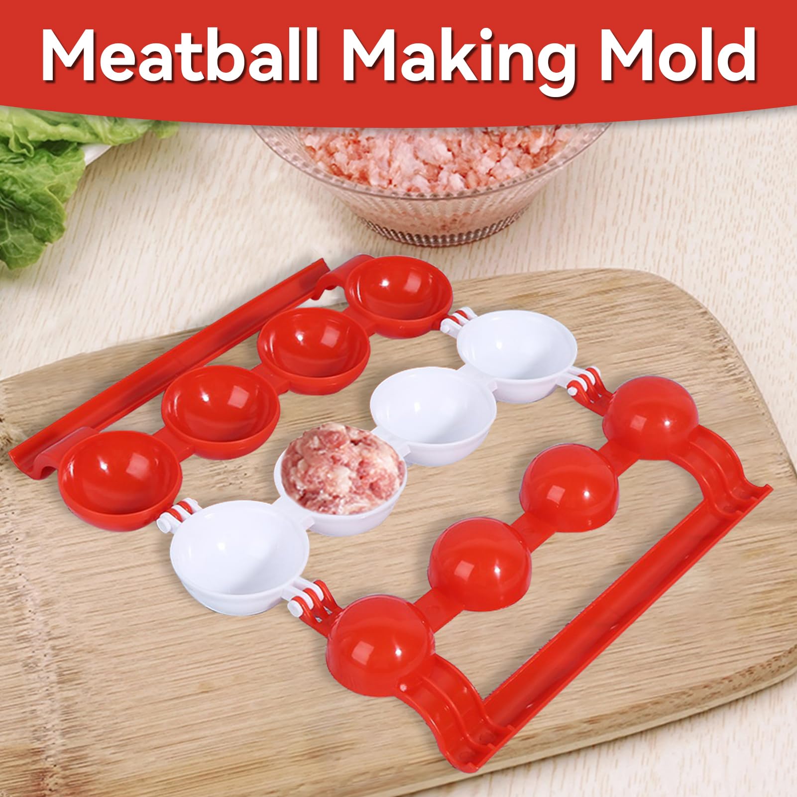 4-Grid Meatball Maker & Kibbeh Mold - Durable Plastic Meat Ball Molds for Perfect Homemade Meatballs - Ideal for Cooking, Meal Prep & Party Food Serving
