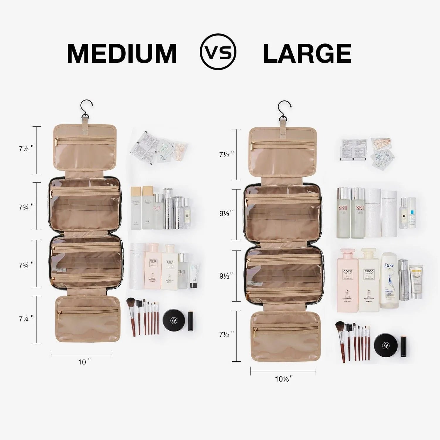 Bonchemin Stripes Space Saver Toiletry Bag - Waterproof Hanging Travel Cosmetic Organizer for Women & Men - Perfect for Camping, Gym, Business Trips