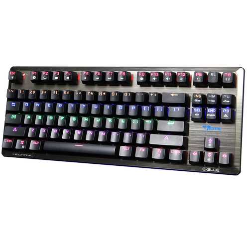 E Blue K727 87-Key NKRO USB Wired Backlit Mechanical Gaming Keyboard with Blue/Black Switches - Perfect for PC Gaming & Office Typing